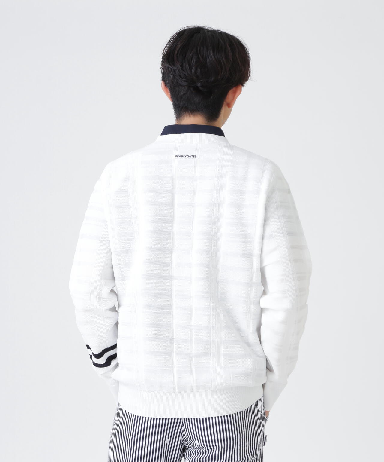 14G地柄ジャガードクルーネックニットプルオーバー (MENS) | PEARLY
