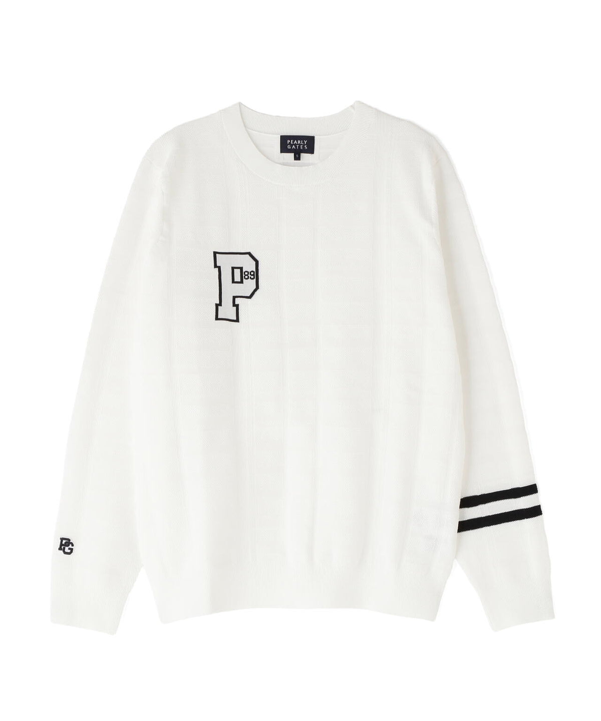 14G地柄ジャガードクルーネックニットプルオーバー (MENS)