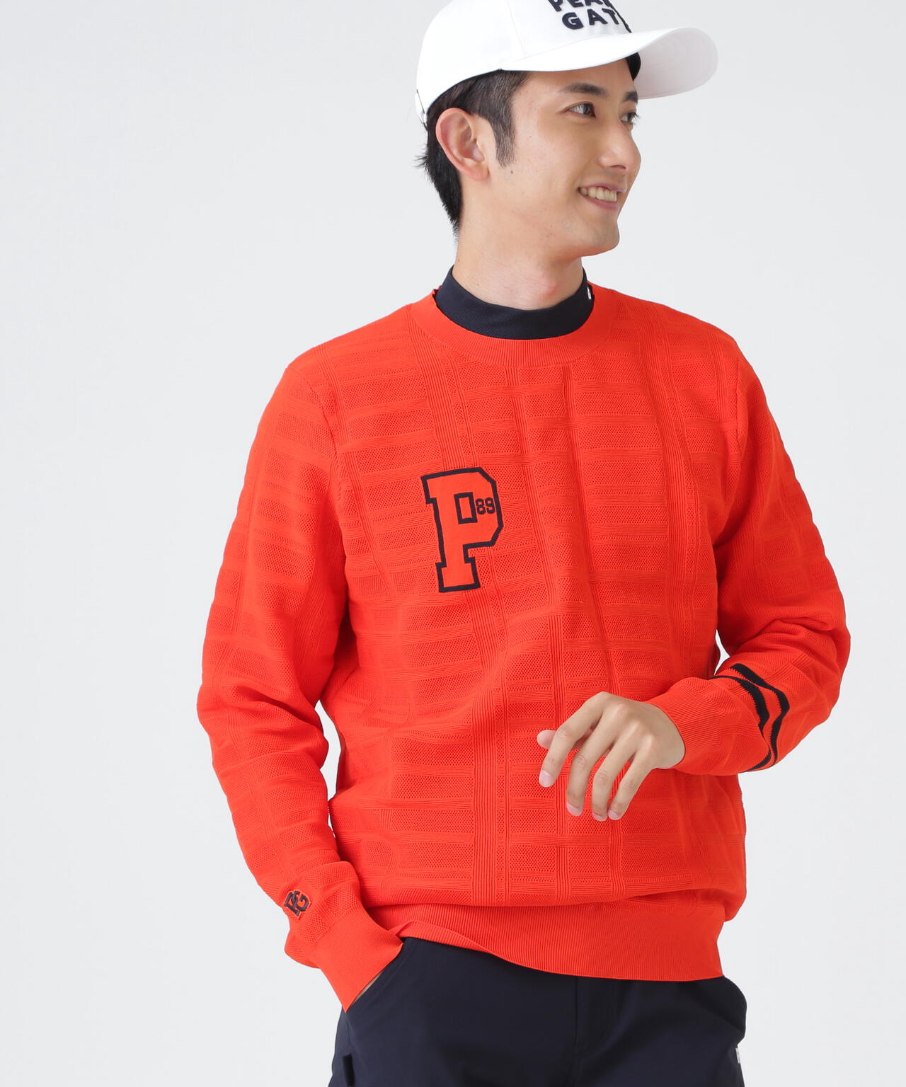 【PEARLY GATES】メンズ ジャガード クルーネックニット プルオーバー 14G地柄ジャガードクルーネックニットプルオーバー (MENS) | PEARLY