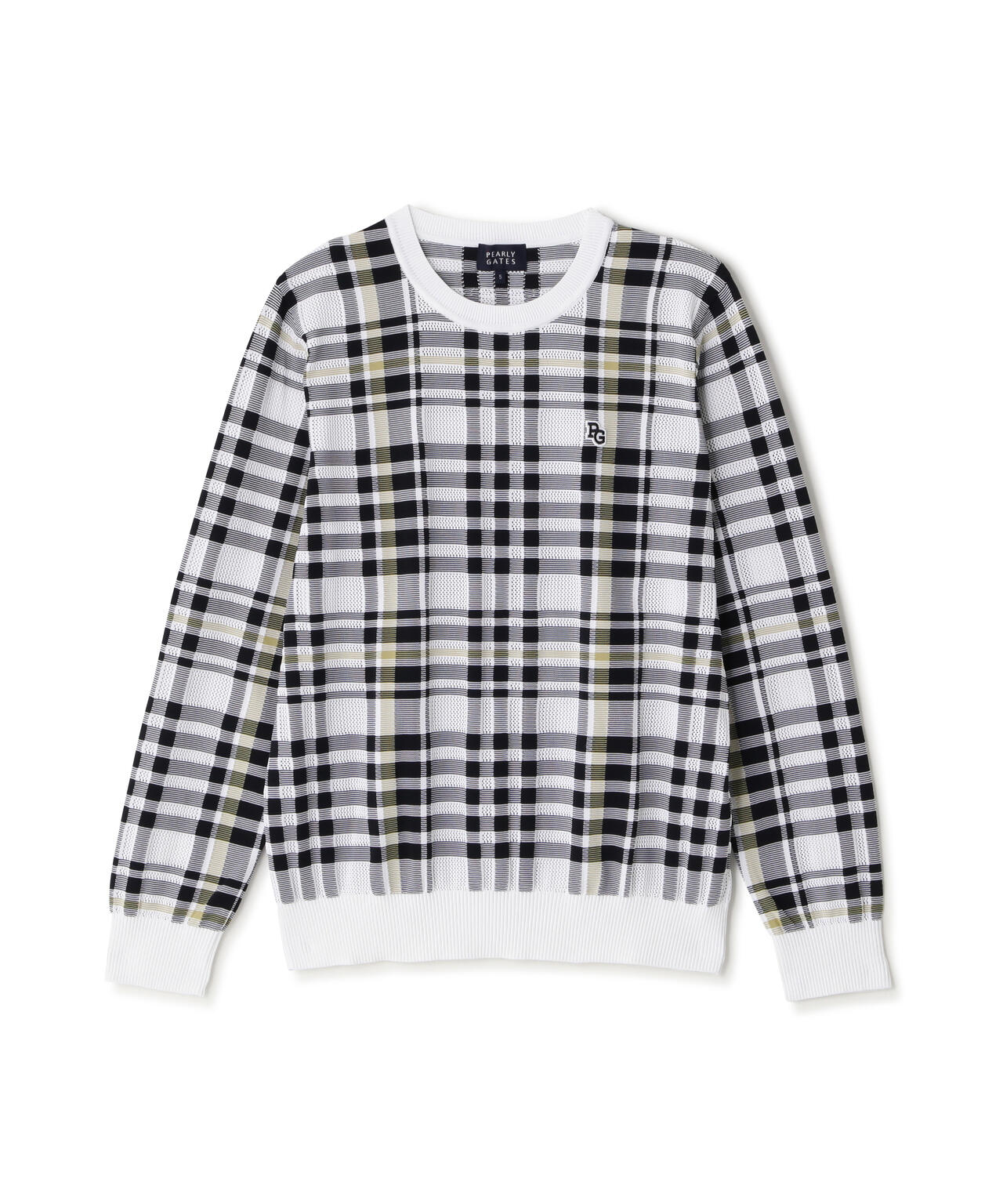 14Gメッシュクルーネックニットプルオーバー ＜チェック柄＞ (MENS
