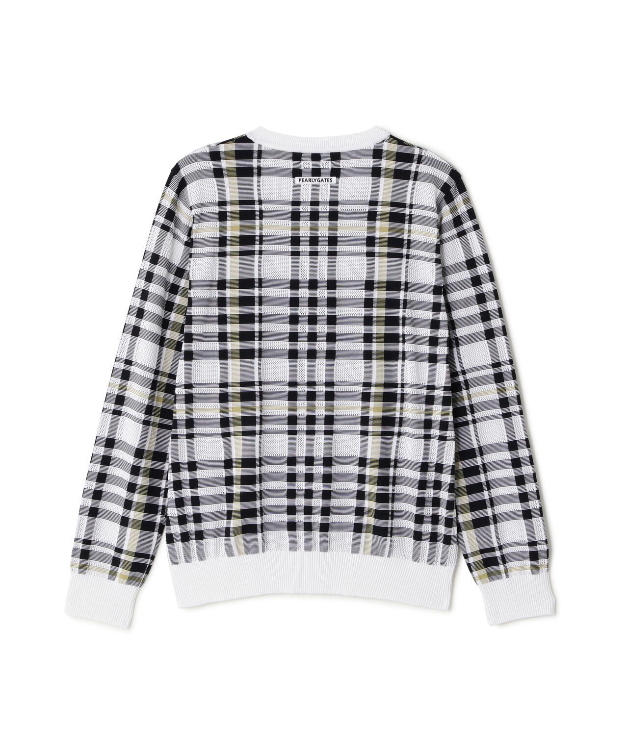 14Gメッシュクルーネックニットプルオーバー ＜チェック柄＞ (MENS
