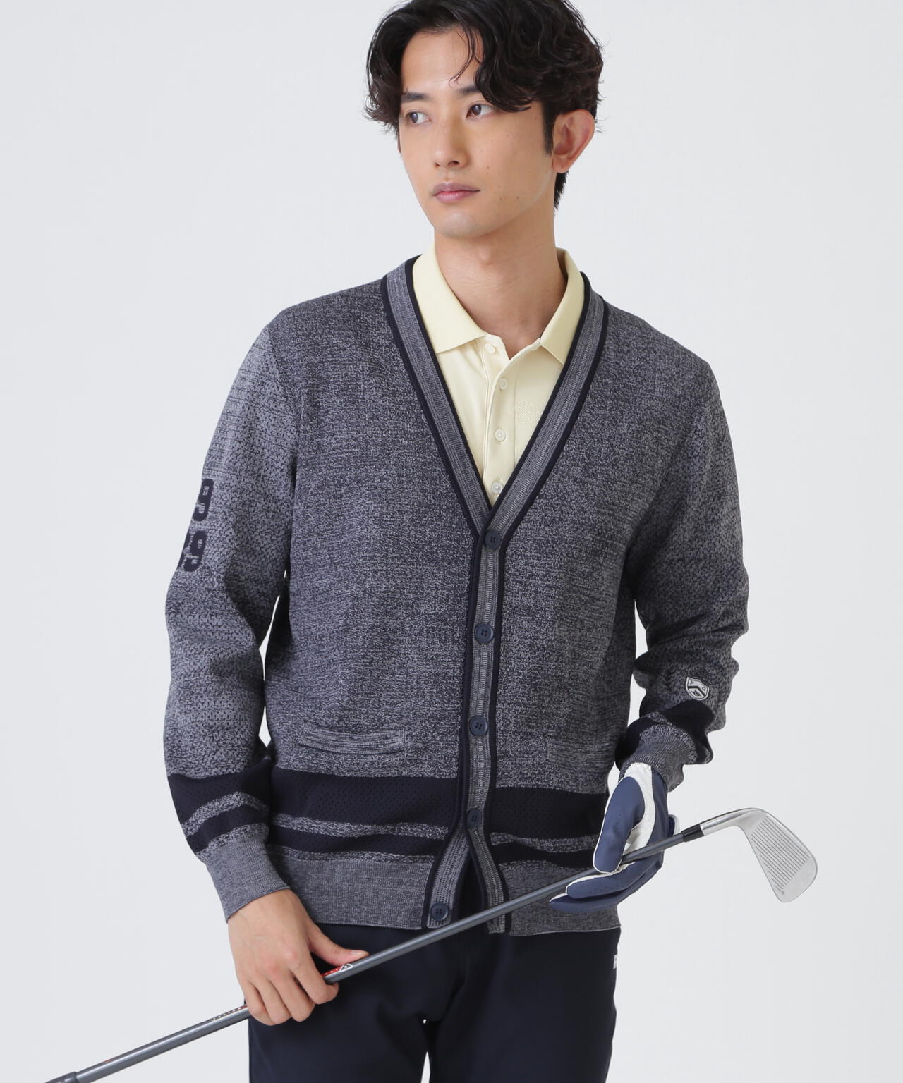 12GVネックニットカーディガン ＜メッシュ柄＞ (MENS) | PEARLY GATES
