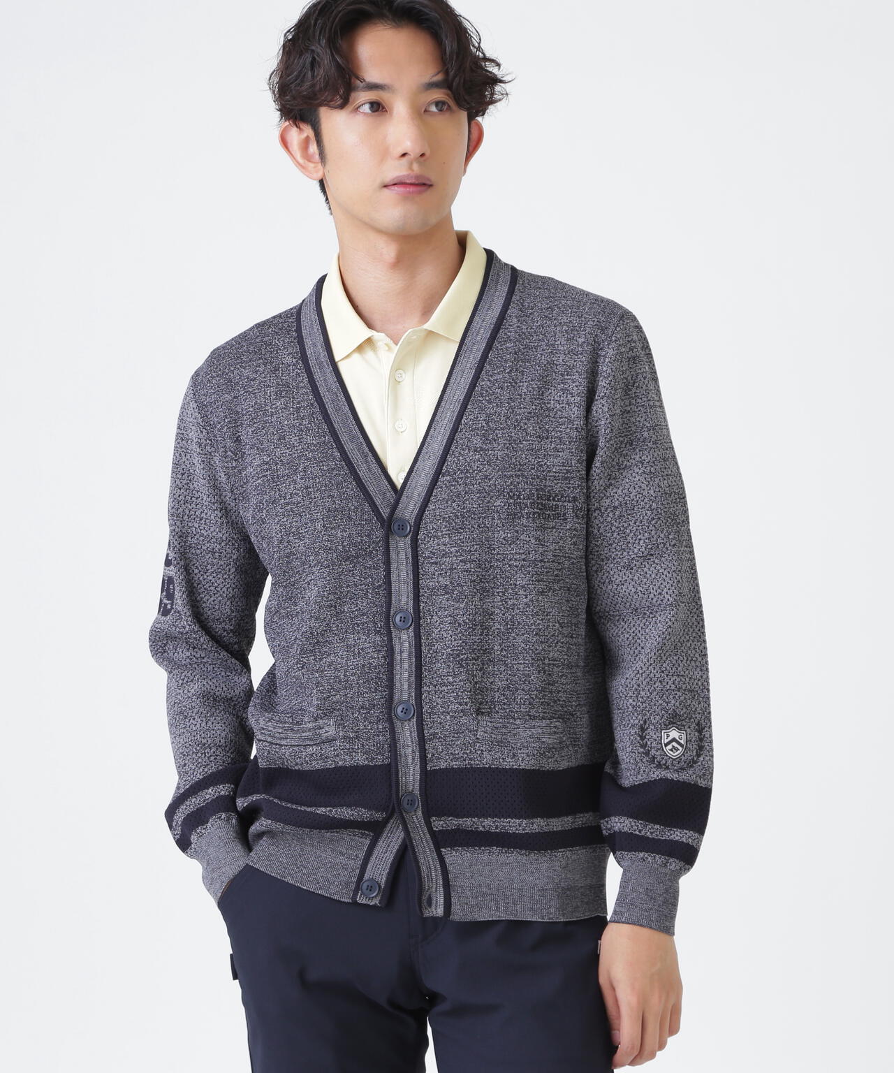 12GVネックニットカーディガン ＜メッシュ柄＞ (MENS) | PEARLY GATES