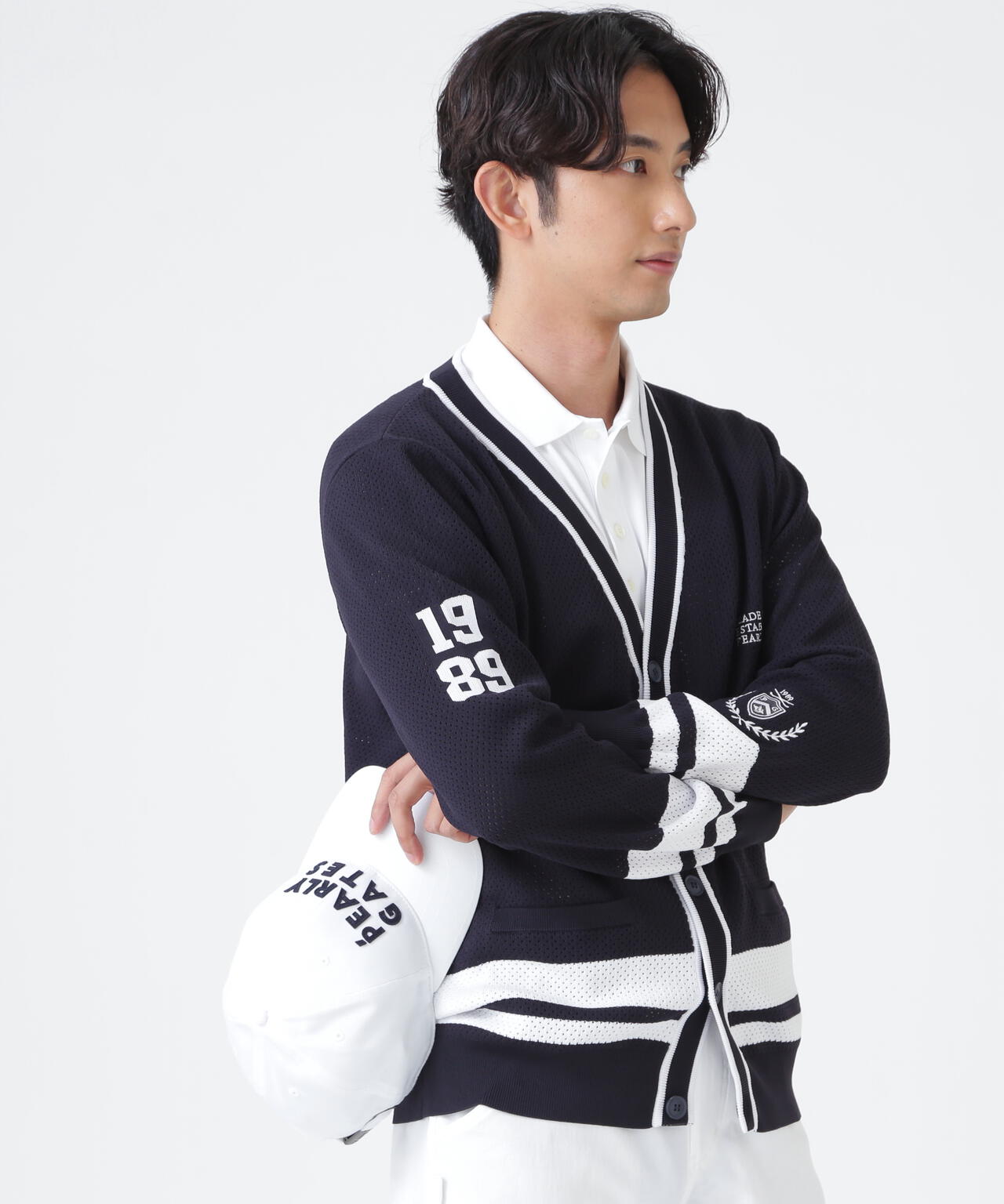 12GVネックニットカーディガン ＜メッシュ柄＞ (MENS) | PEARLY GATES
