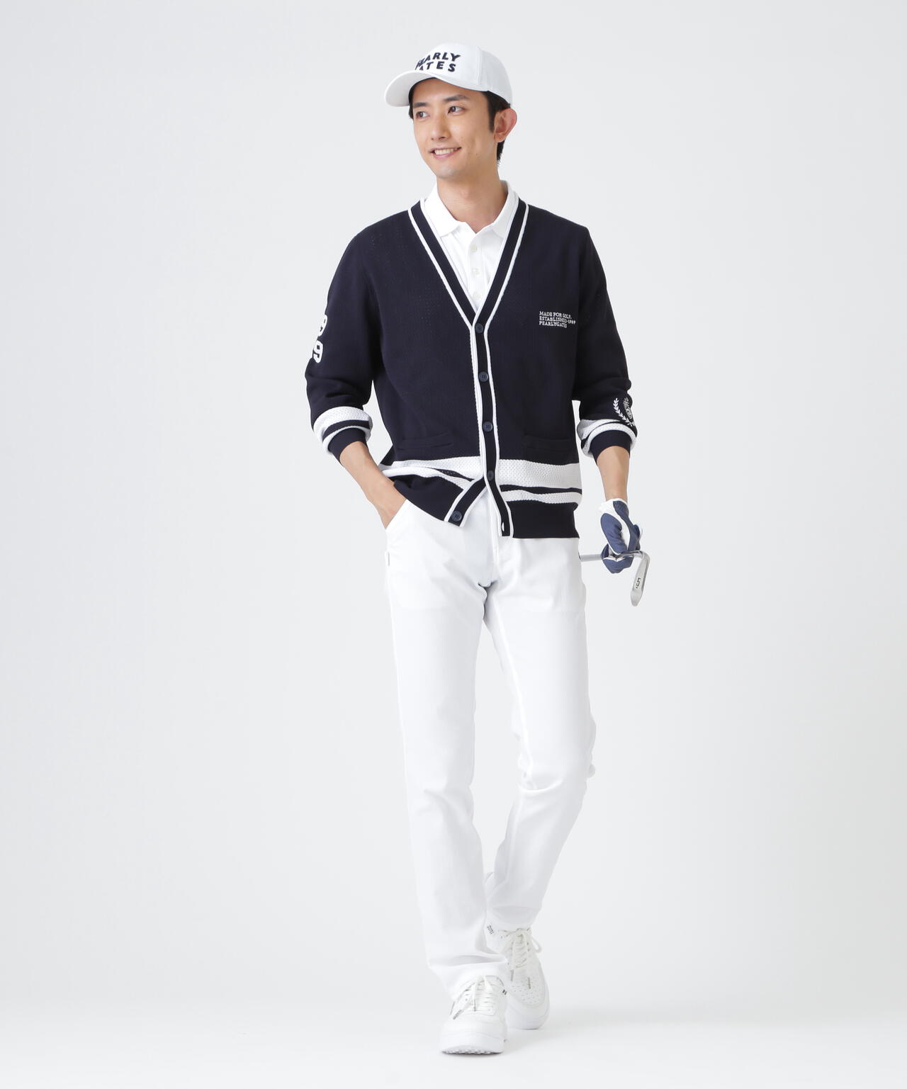 12GVネックニットカーディガン ＜メッシュ柄＞ (MENS) | PEARLY GATES