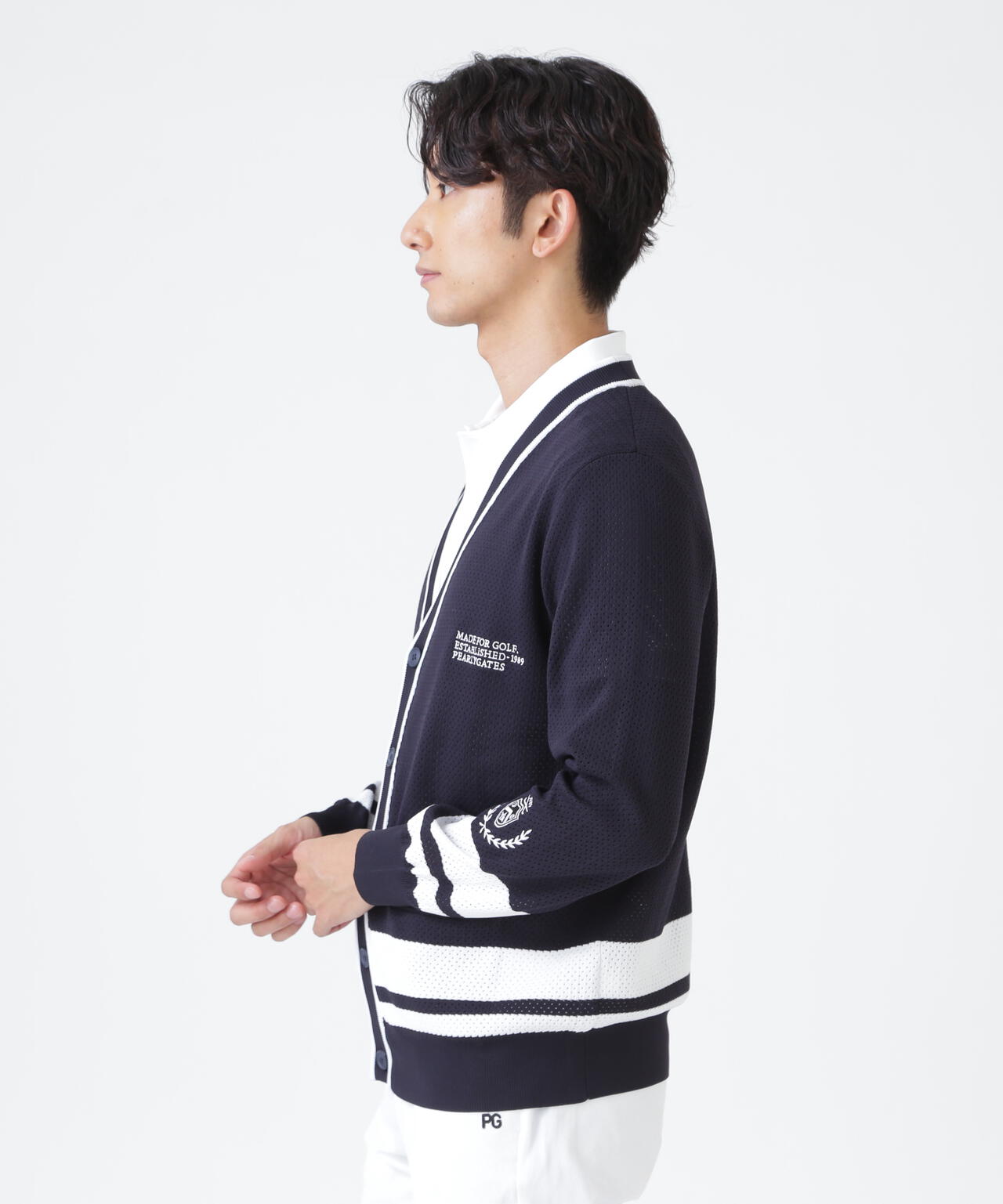 12GVネックニットカーディガン ＜メッシュ柄＞ (MENS) | PEARLY GATES