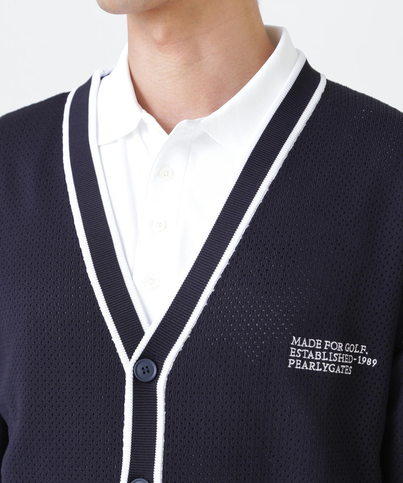 12GVネックニットカーディガン ＜メッシュ柄＞ (MENS) | PEARLY GATES
