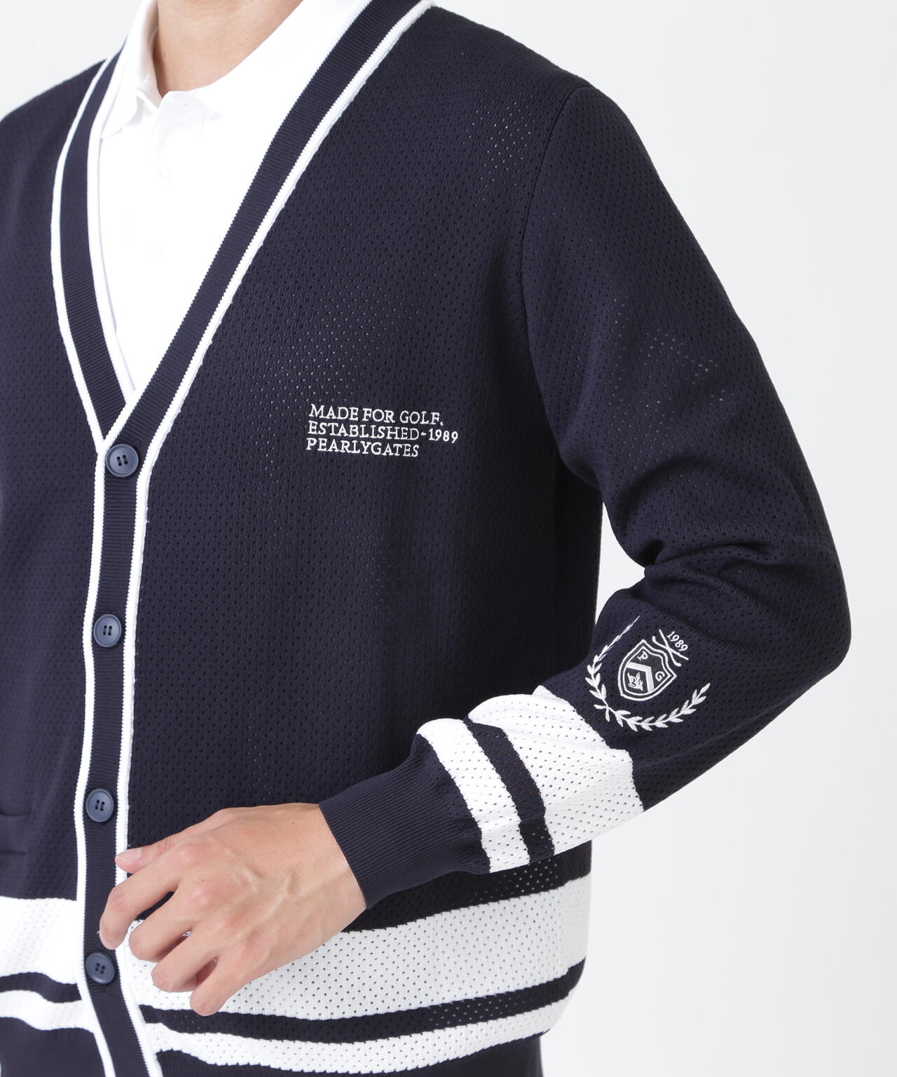 12GVネックニットカーディガン ＜メッシュ柄＞ (MENS) | PEARLY GATES