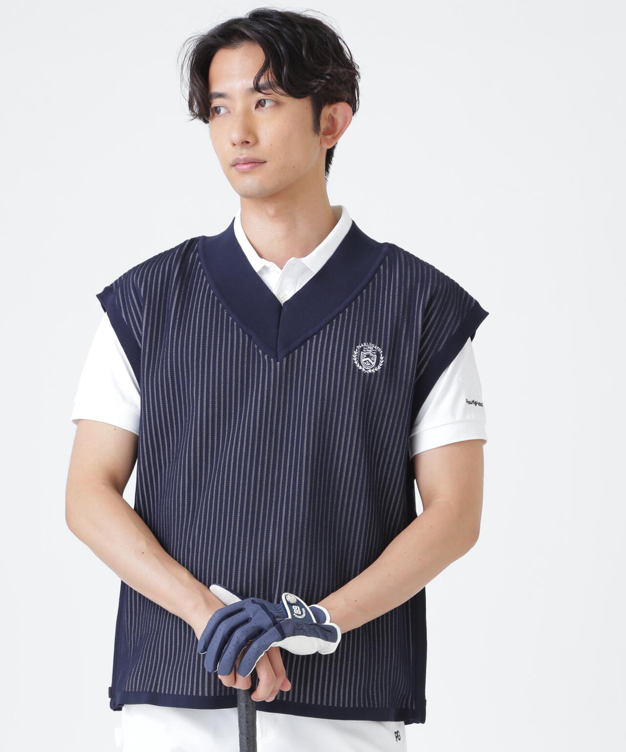 14GWJQ針抜きVネックニットベスト (MENS) | PEARLY GATES（パーリー