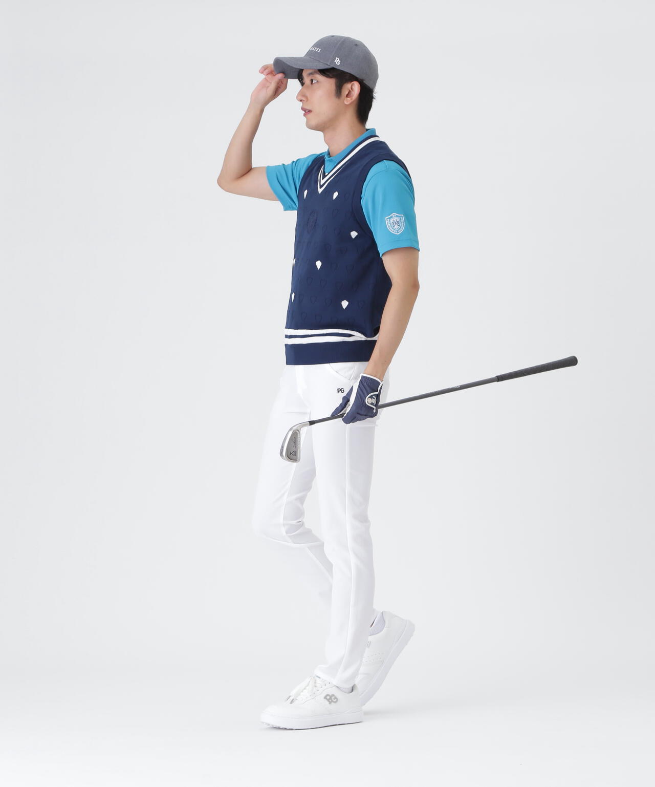 リバーシブルVネックニットベスト ＜エンブレム総柄＞ (MENS) | PEARLY