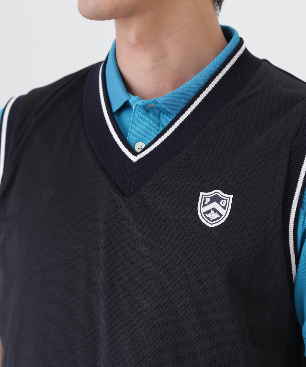 リバーシブルVネックニットベスト ＜エンブレム総柄＞ (MENS) | PEARLY