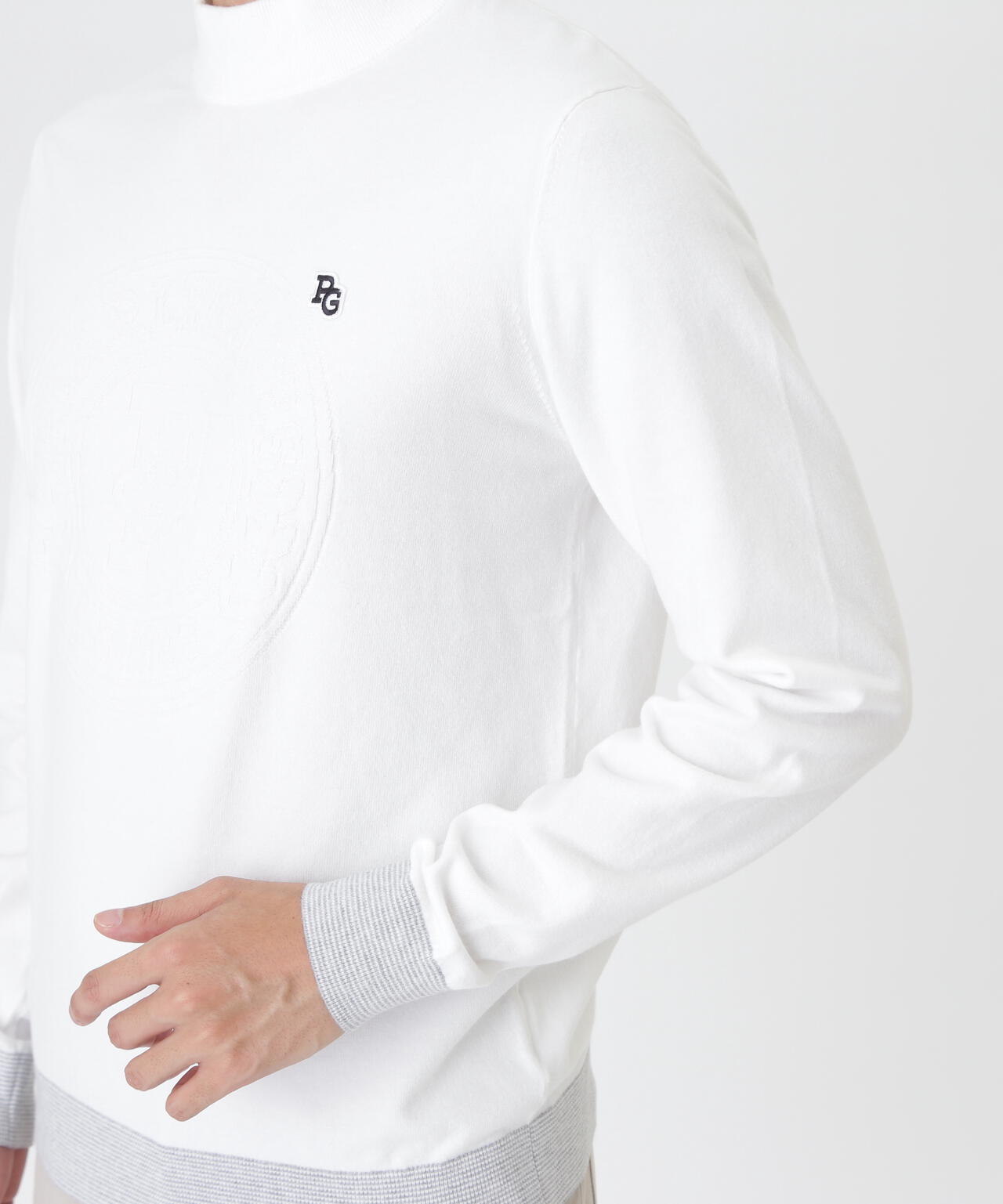 14G天竺カシミヤタッチモックネックニットプルオーバー (MENS