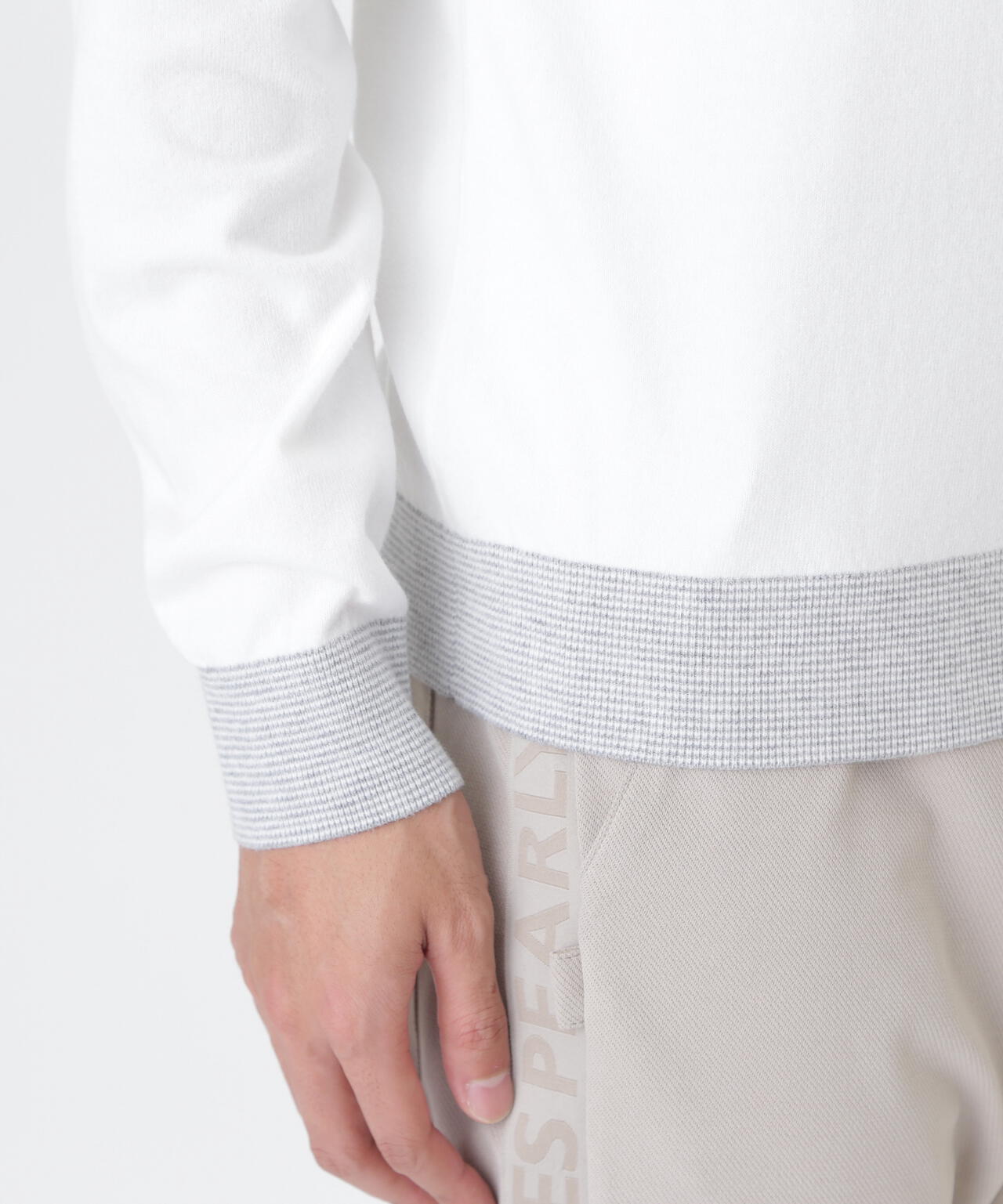 14G天竺カシミヤタッチモックネックニットプルオーバー (MENS