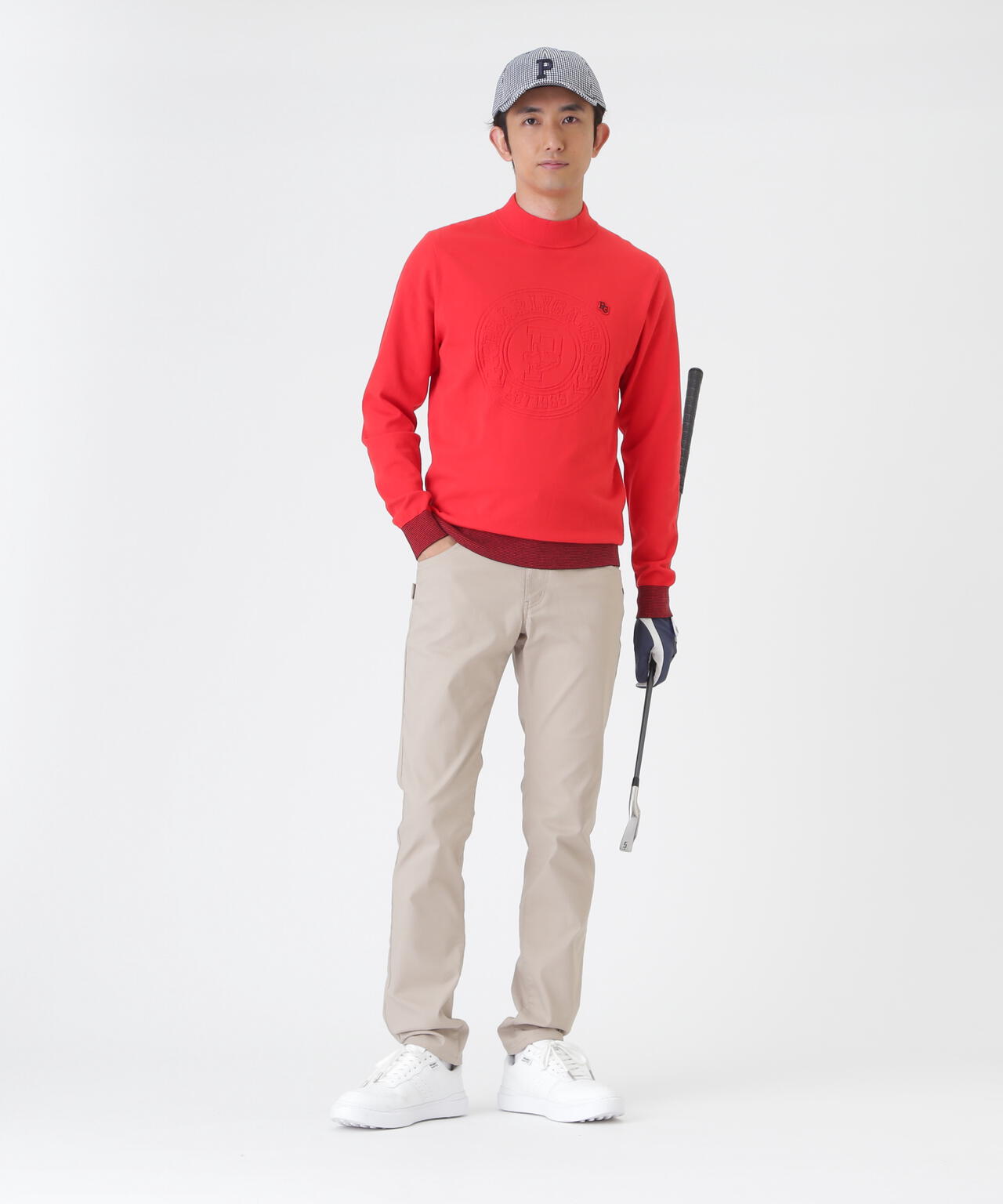14G天竺カシミヤタッチモックネックニットプルオーバー (MENS