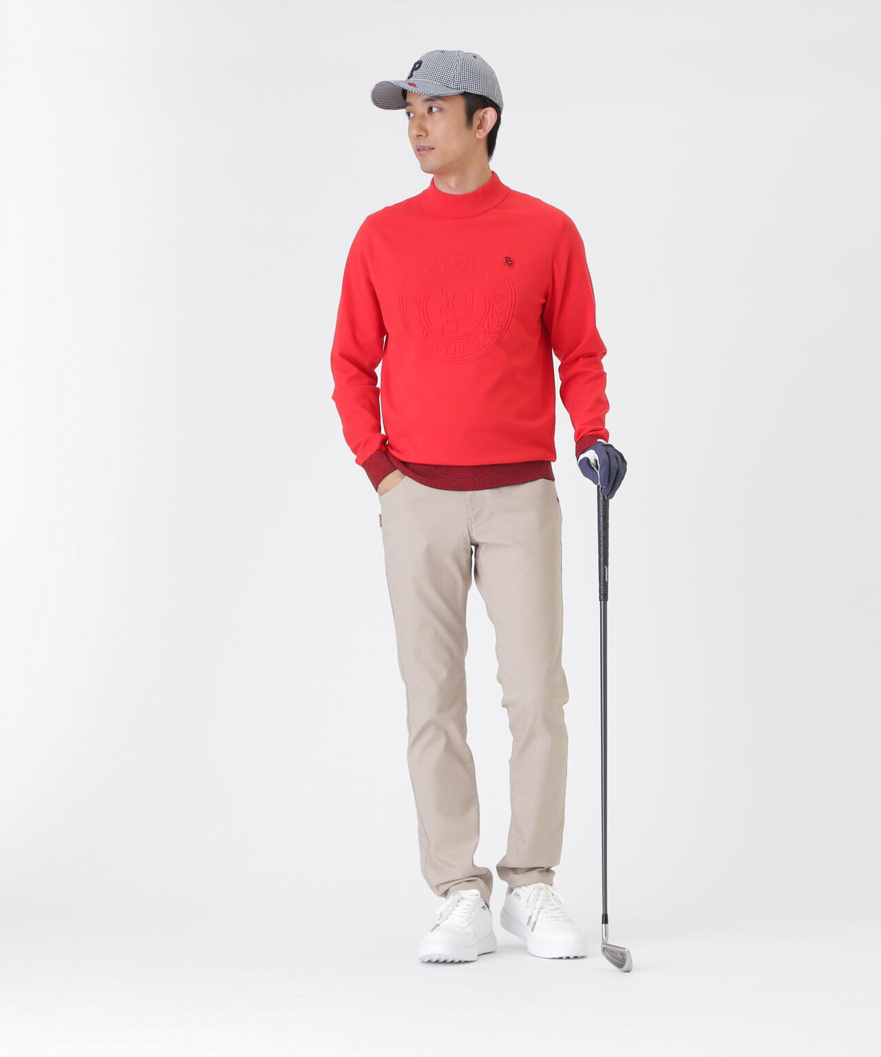 14G天竺カシミヤタッチモックネックニットプルオーバー (MENS