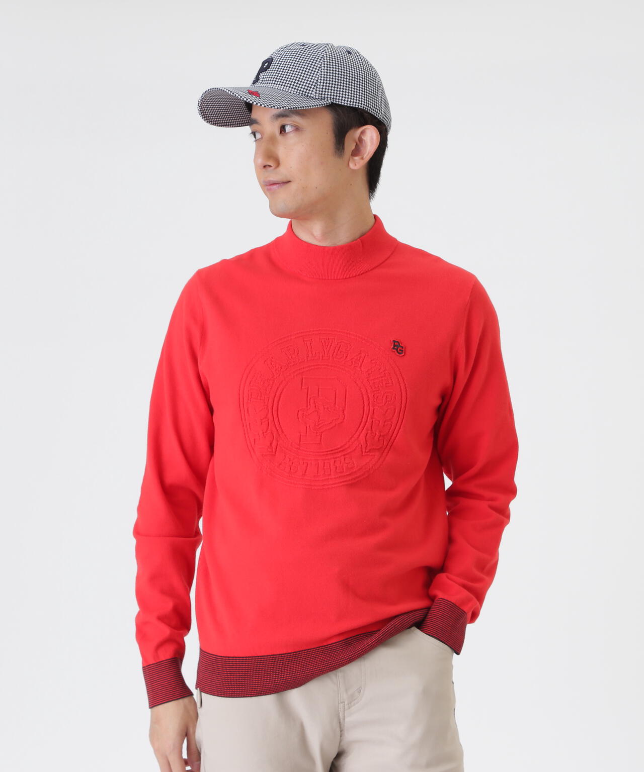 14G天竺カシミヤタッチモックネックニットプルオーバー (MENS