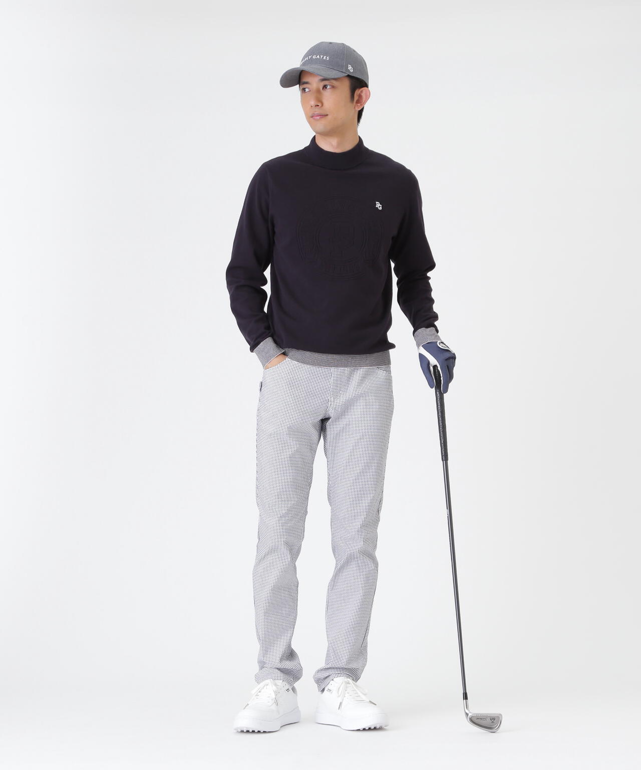 14G天竺カシミヤタッチモックネックニットプルオーバー (MENS