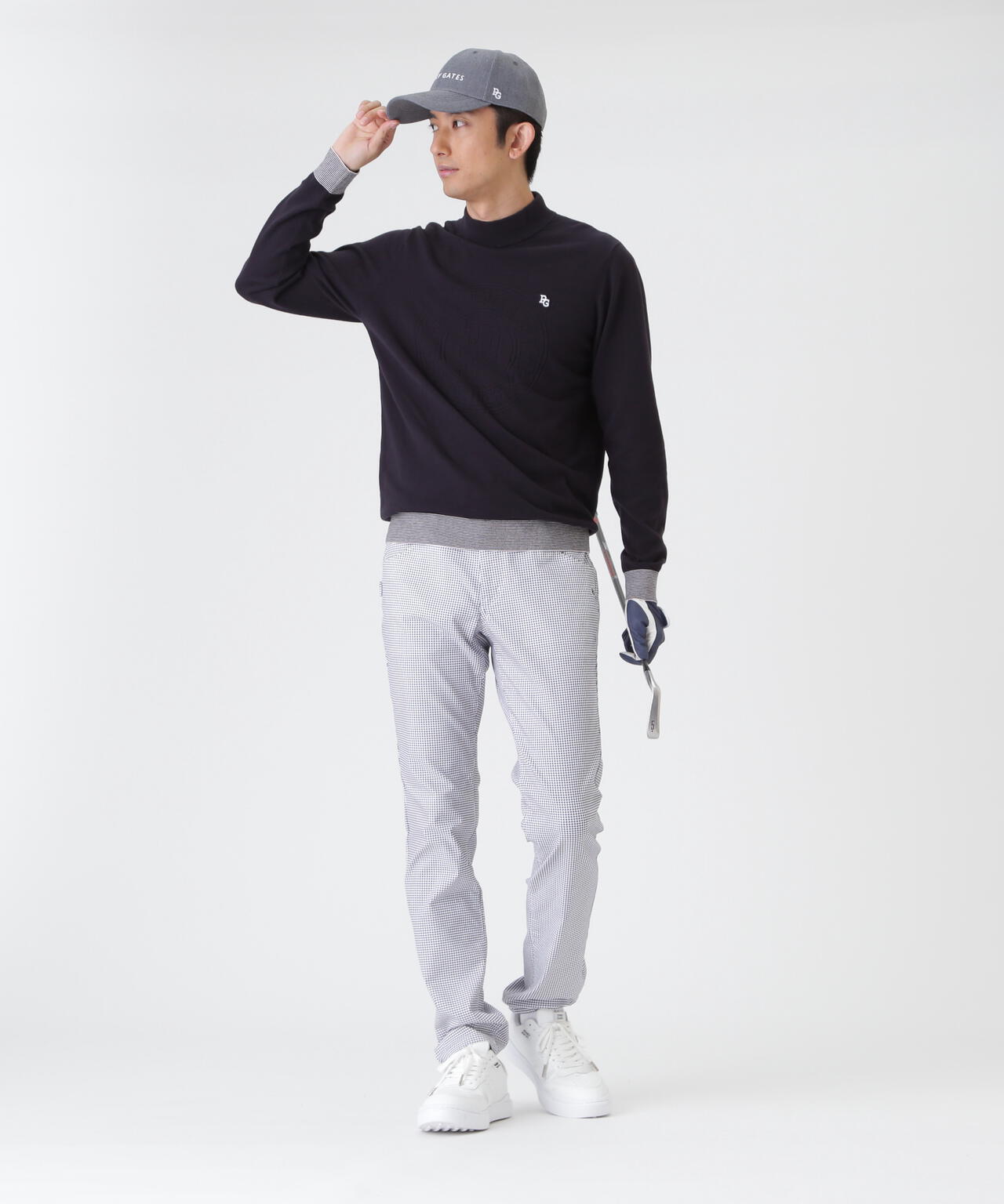 14G天竺カシミヤタッチモックネックニットプルオーバー (MENS