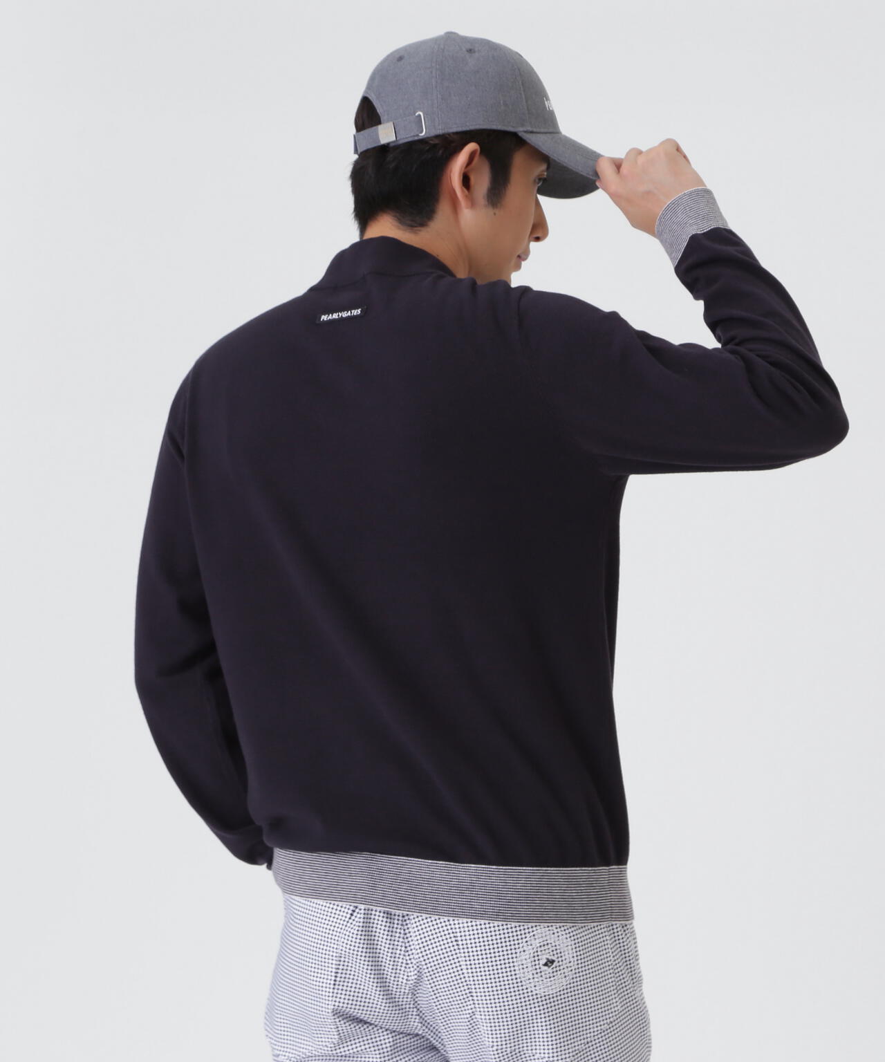 14G天竺カシミヤタッチモックネックニットプルオーバー (MENS