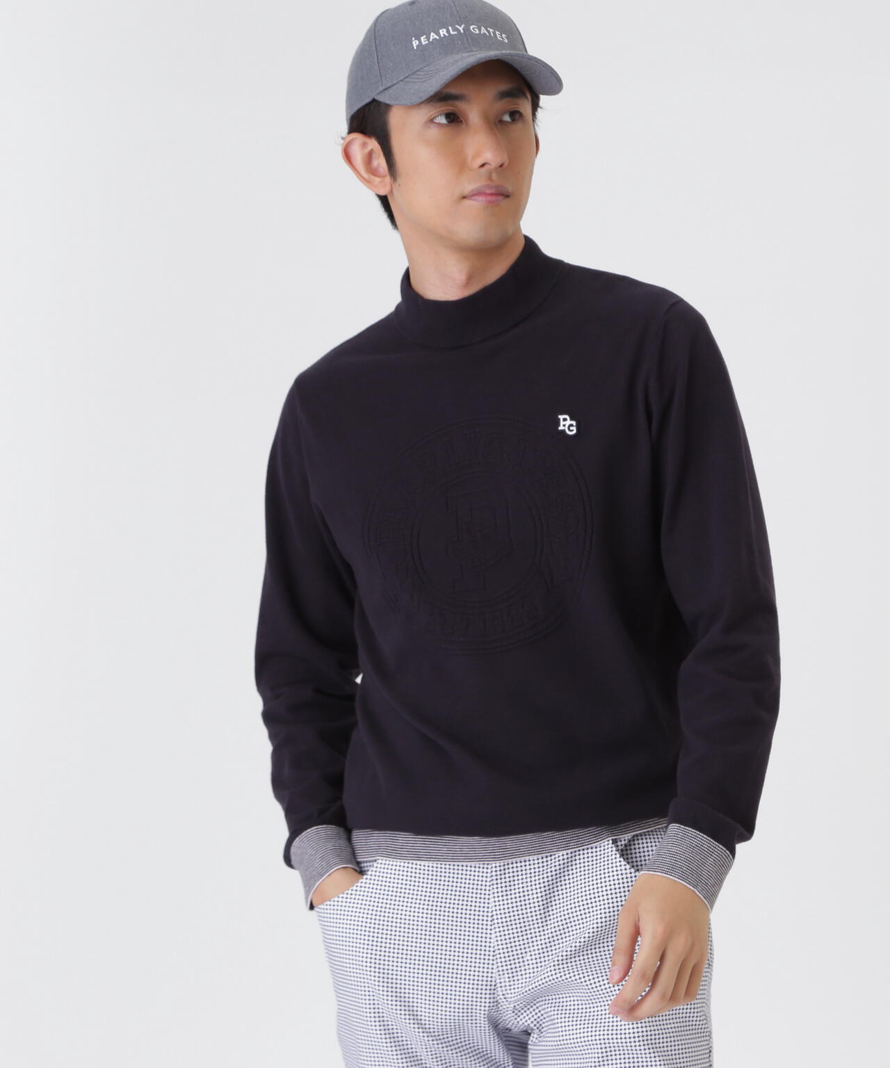 14G天竺カシミヤタッチモックネックニットプルオーバー (MENS