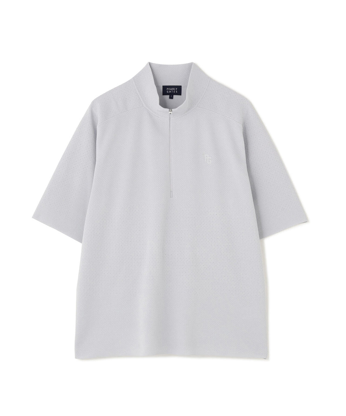 16GメッシュWJQ半袖ハーフジップニットプルオーバー (MENS)