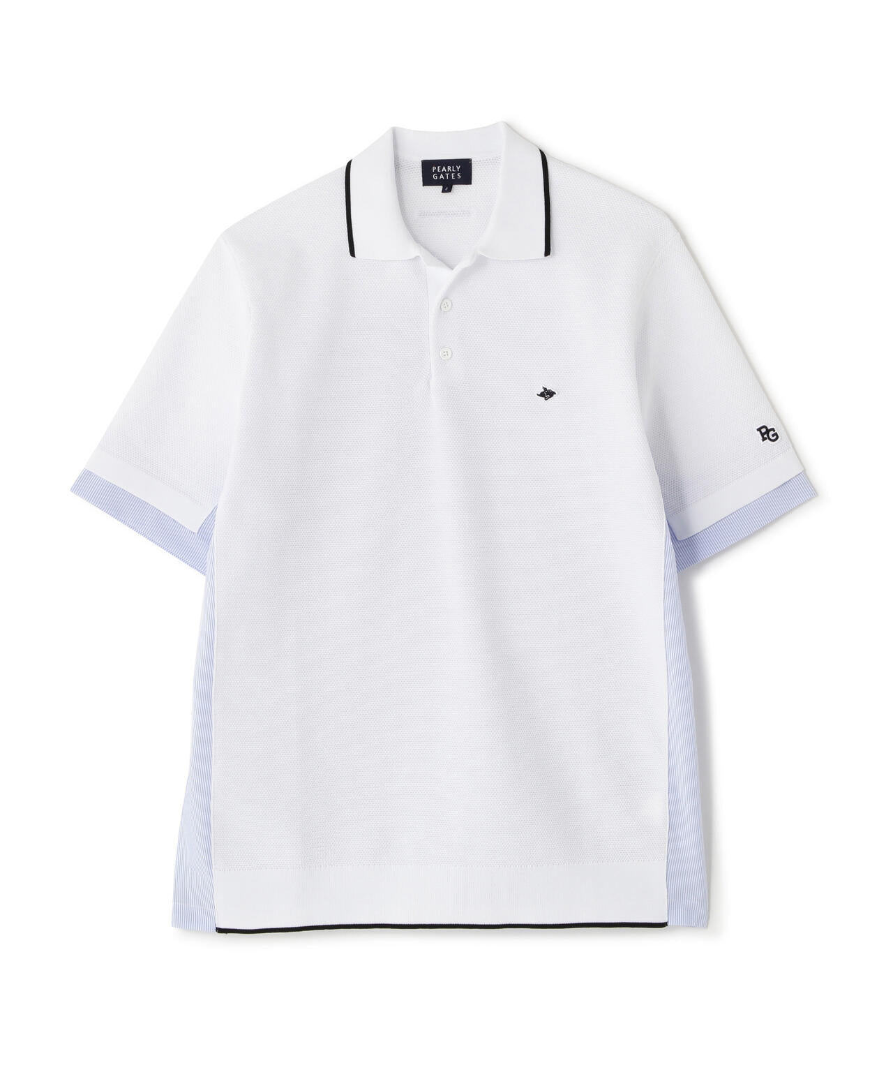 サッカー生地ドッキング半袖ニットポロシャツ (MENS) | PEARLY GATES