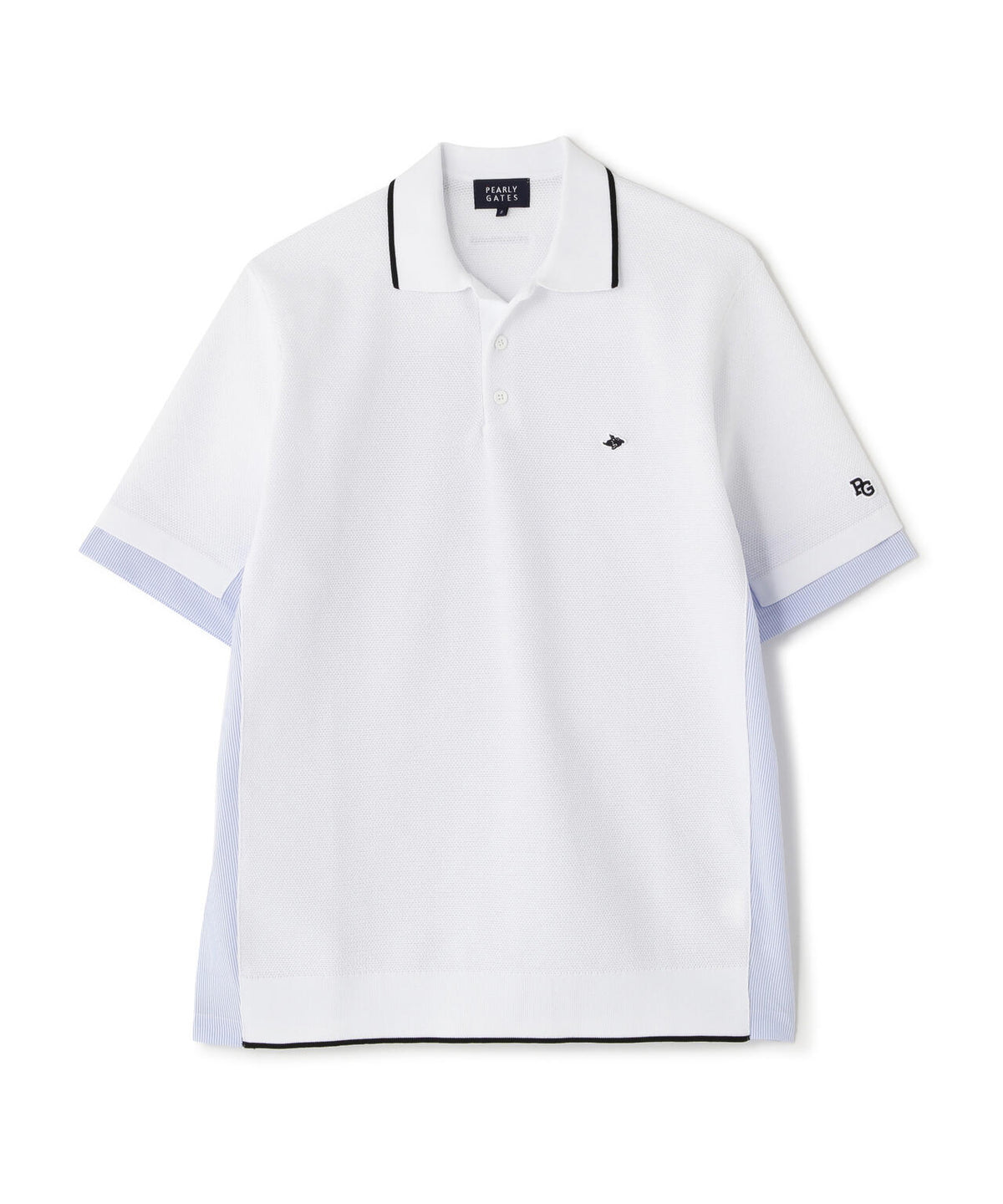 サッカー生地ドッキング半袖ニットポロシャツ (MENS)