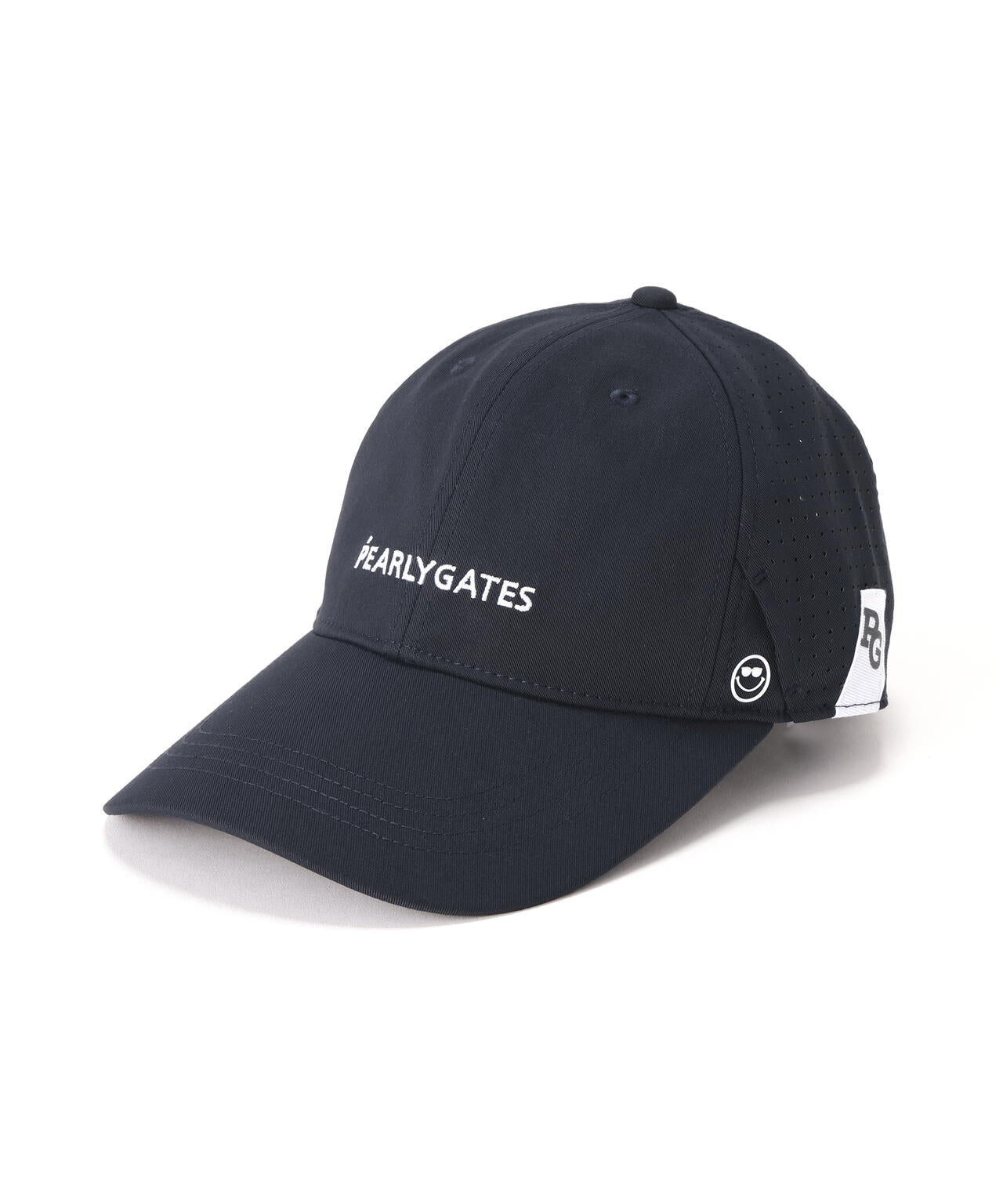サングラスホルダー付きパンチングメッシュロングブリムキャップ (UNISEX)