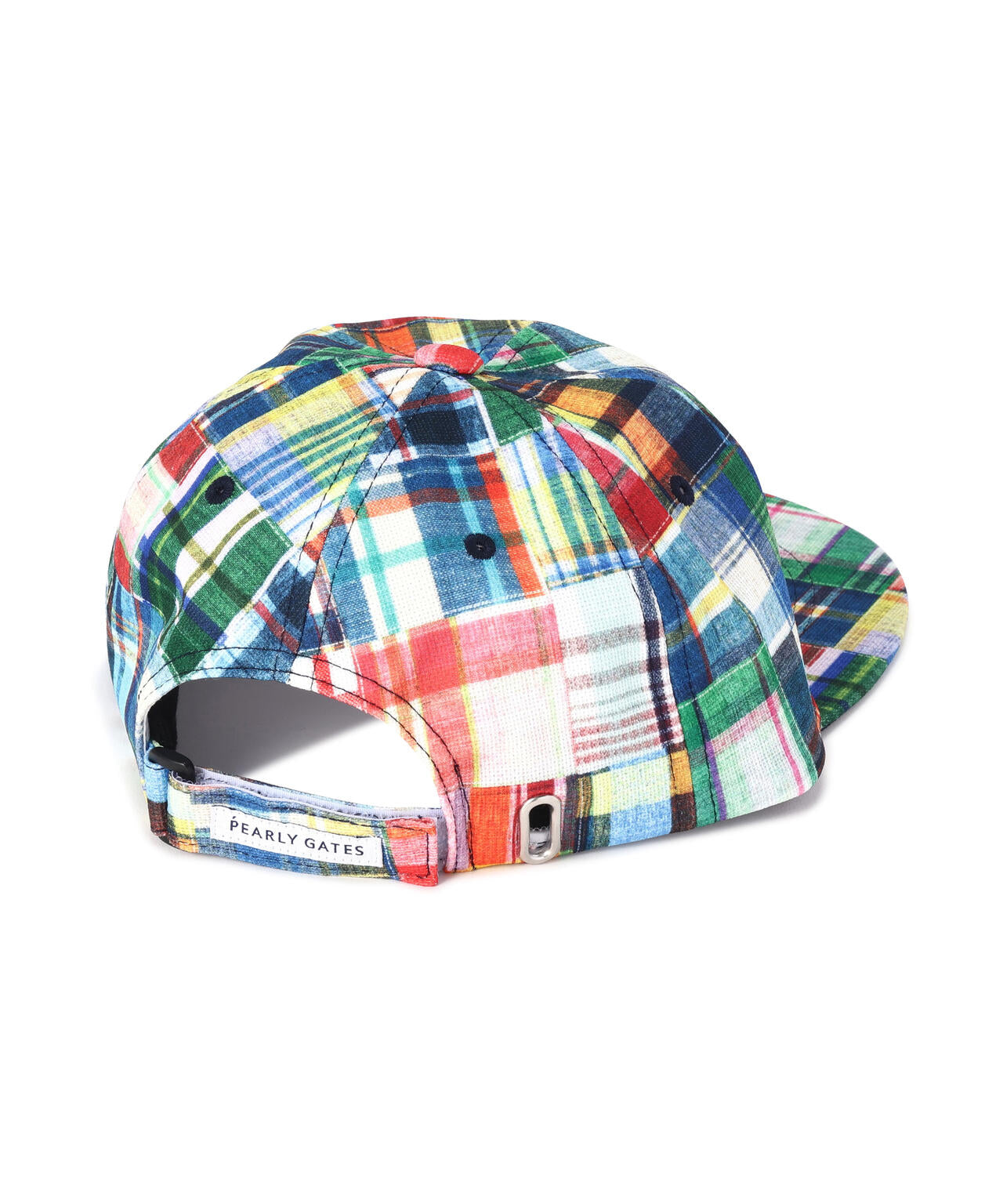 パッチワークチェック柄フラットブリムキャップ (UNISEX)