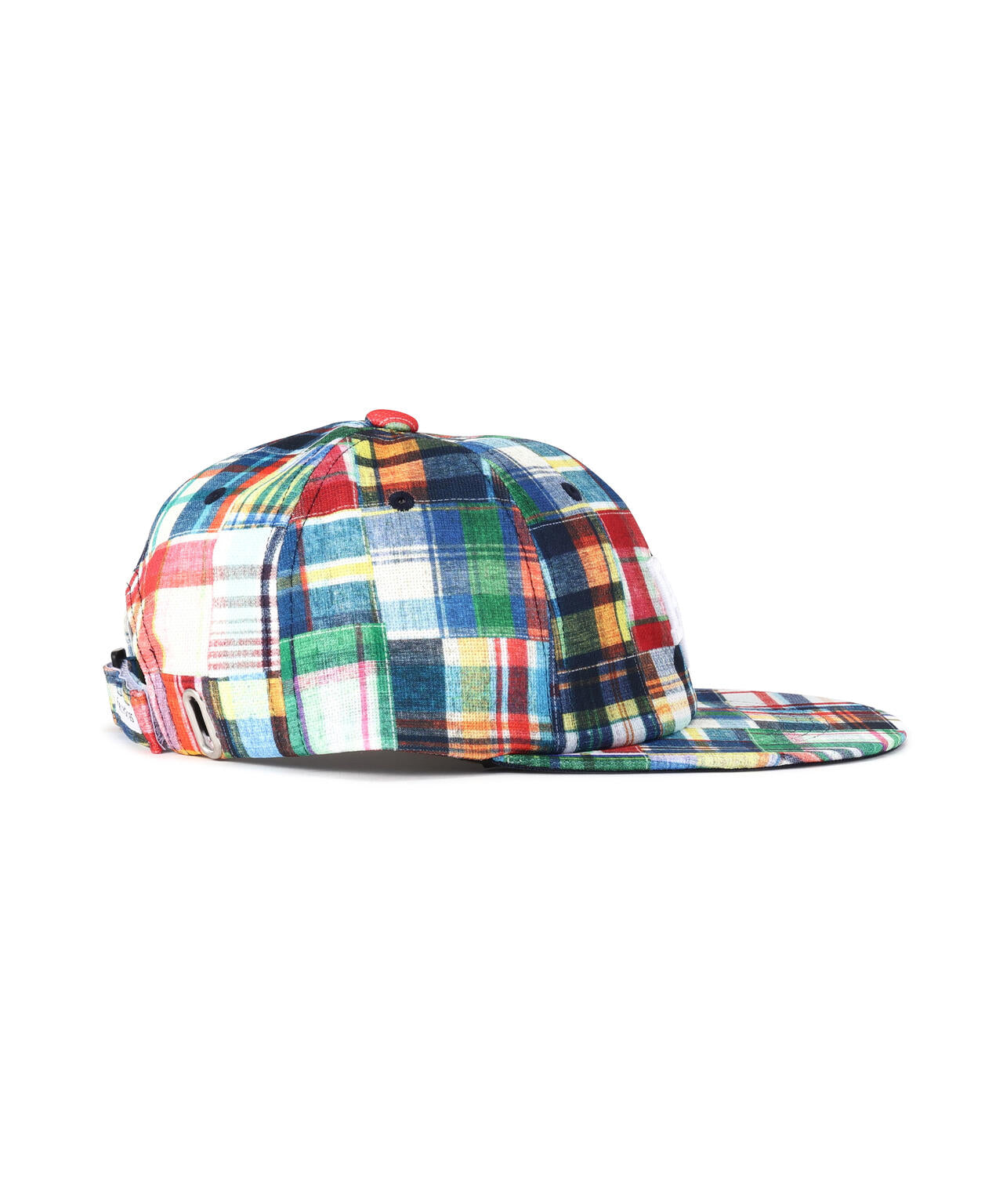 パッチワークチェック柄フラットブリムキャップ (UNISEX)