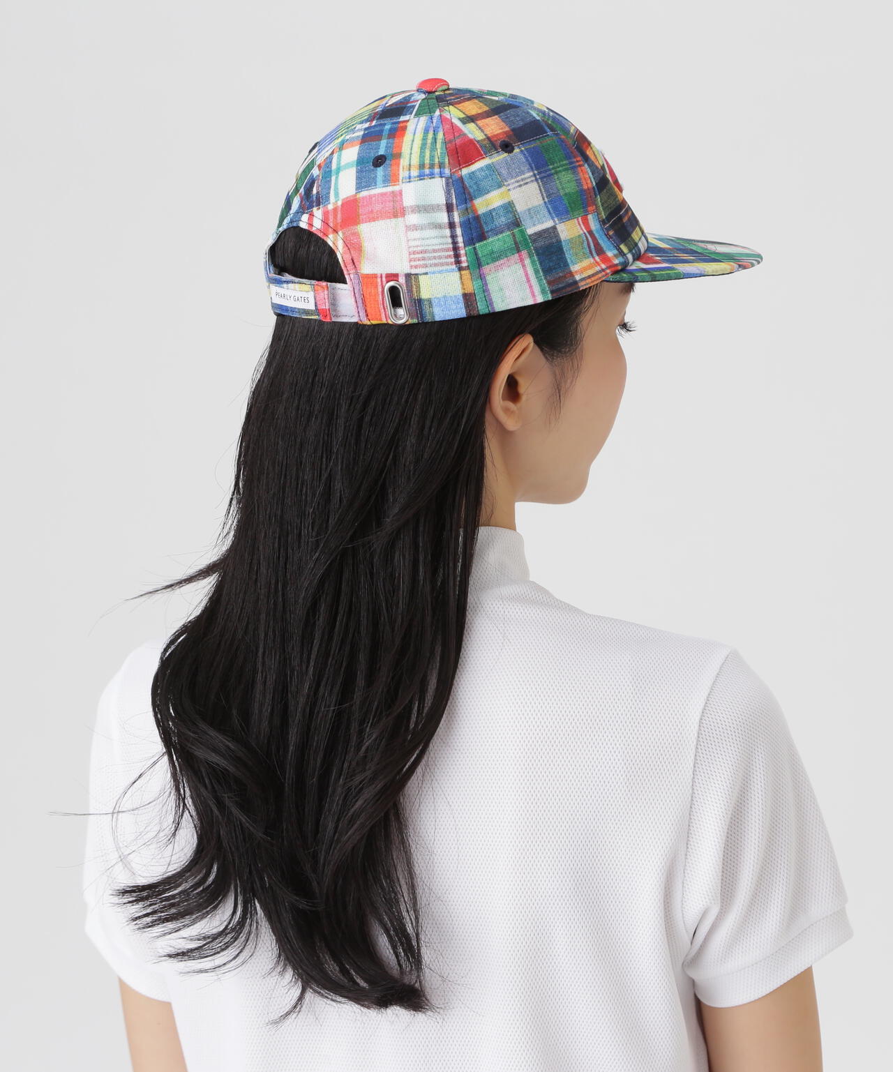 パッチワークチェック柄フラットブリムキャップ (UNISEX) | PEARLY