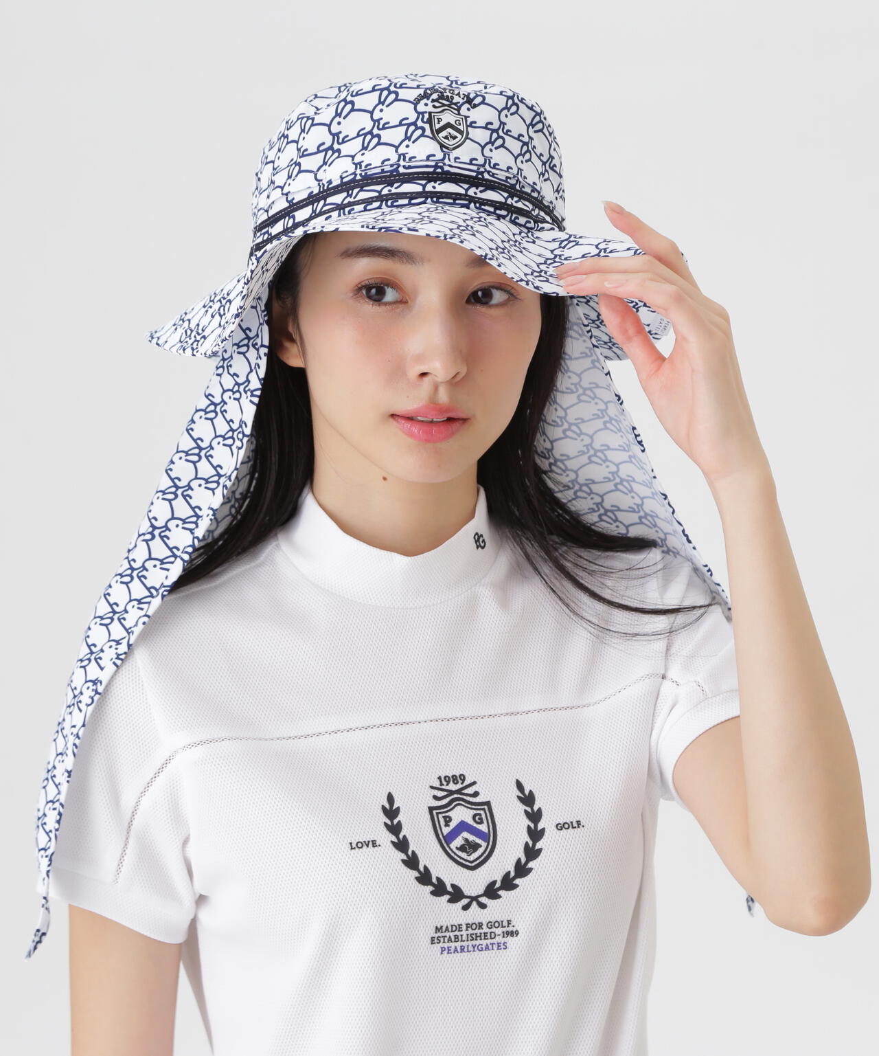 日よけ付きハット ＜もちうさぎ柄＞ (UNISEX) | PEARLY GATES
