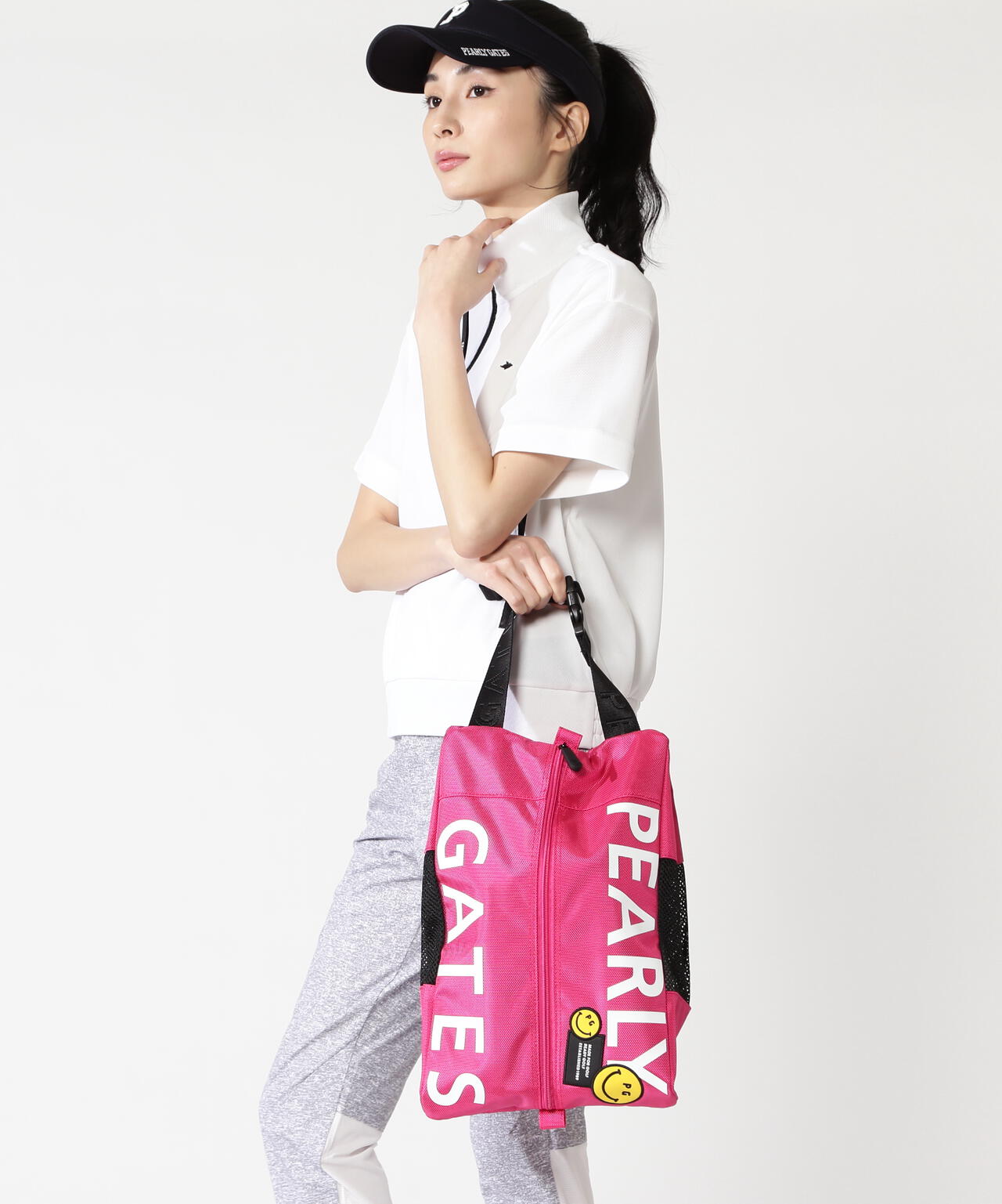 （超美品）パーリーゲイツ、pink&black、ペイントロゴ、シューズケース LOGO×NICO シューズケース (UNISEX) | PEARLY GATES（パーリーゲイツ