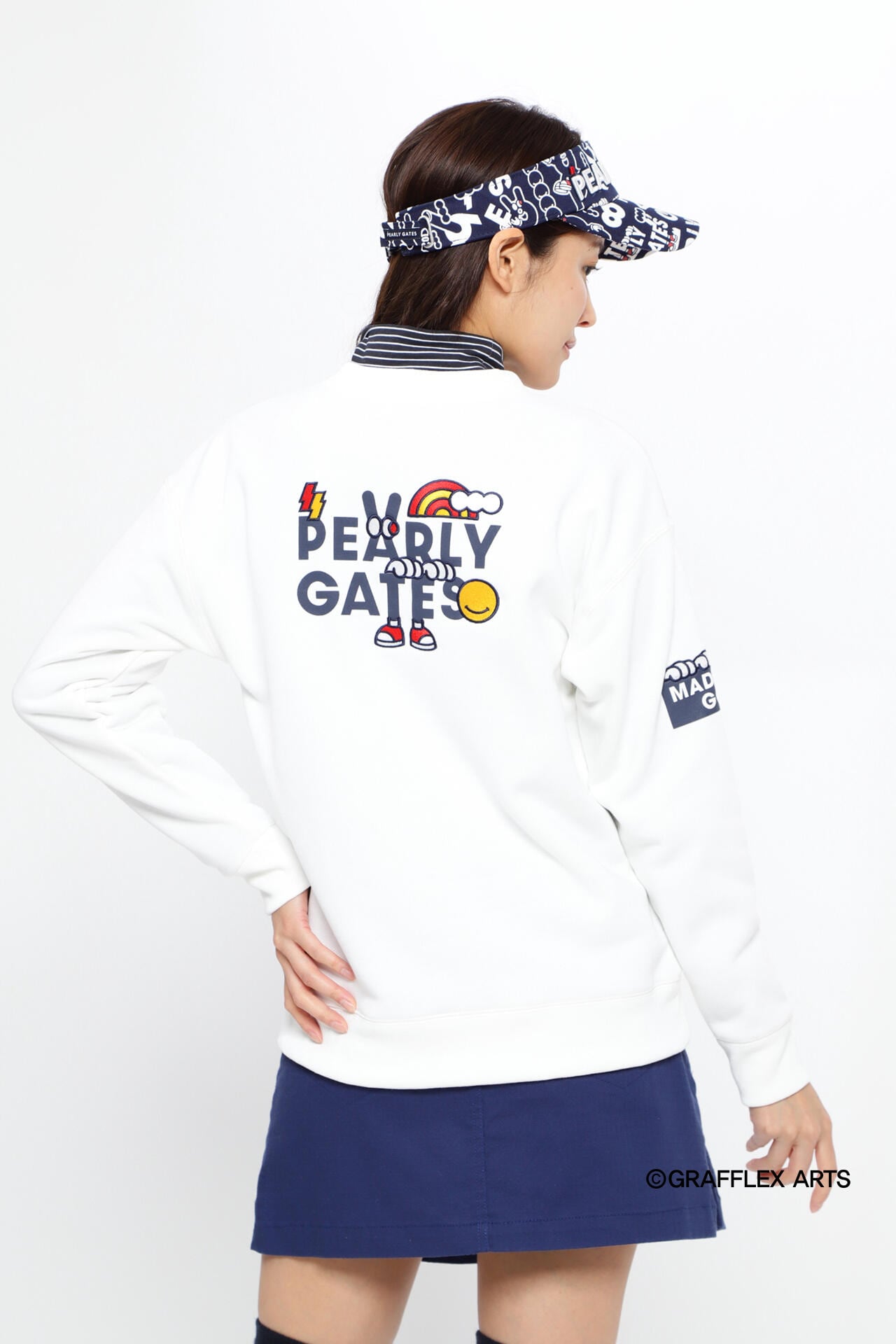 どうしちゃったPG 裏毛クルーネックスウェットプルオーバー【PEARLY GATES | GRAFFLEX】