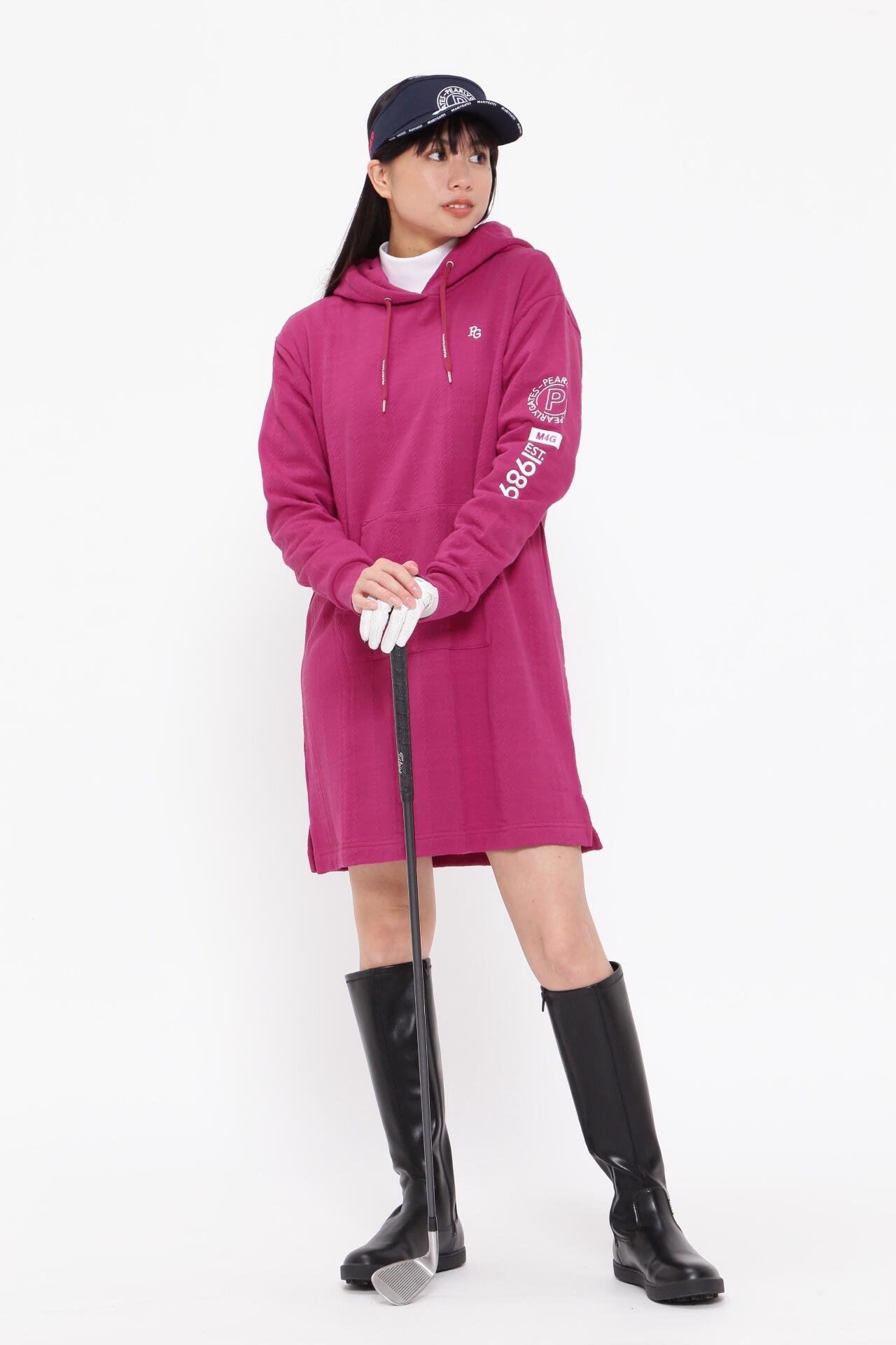 コットン裏毛ジャガード フーディワンピース | PEARLY GATES（パーリー