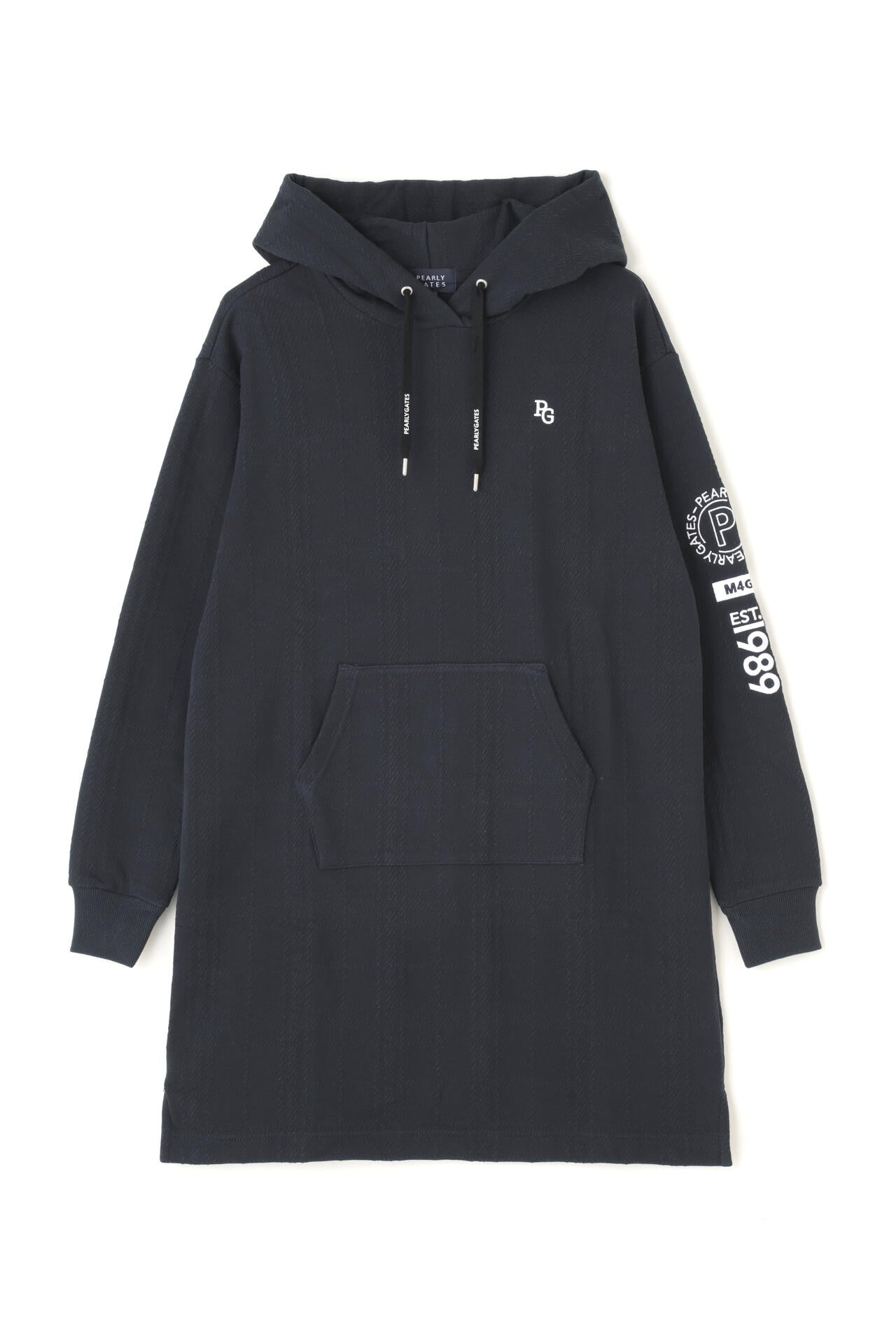 コットン裏毛ジャガード フーディワンピース