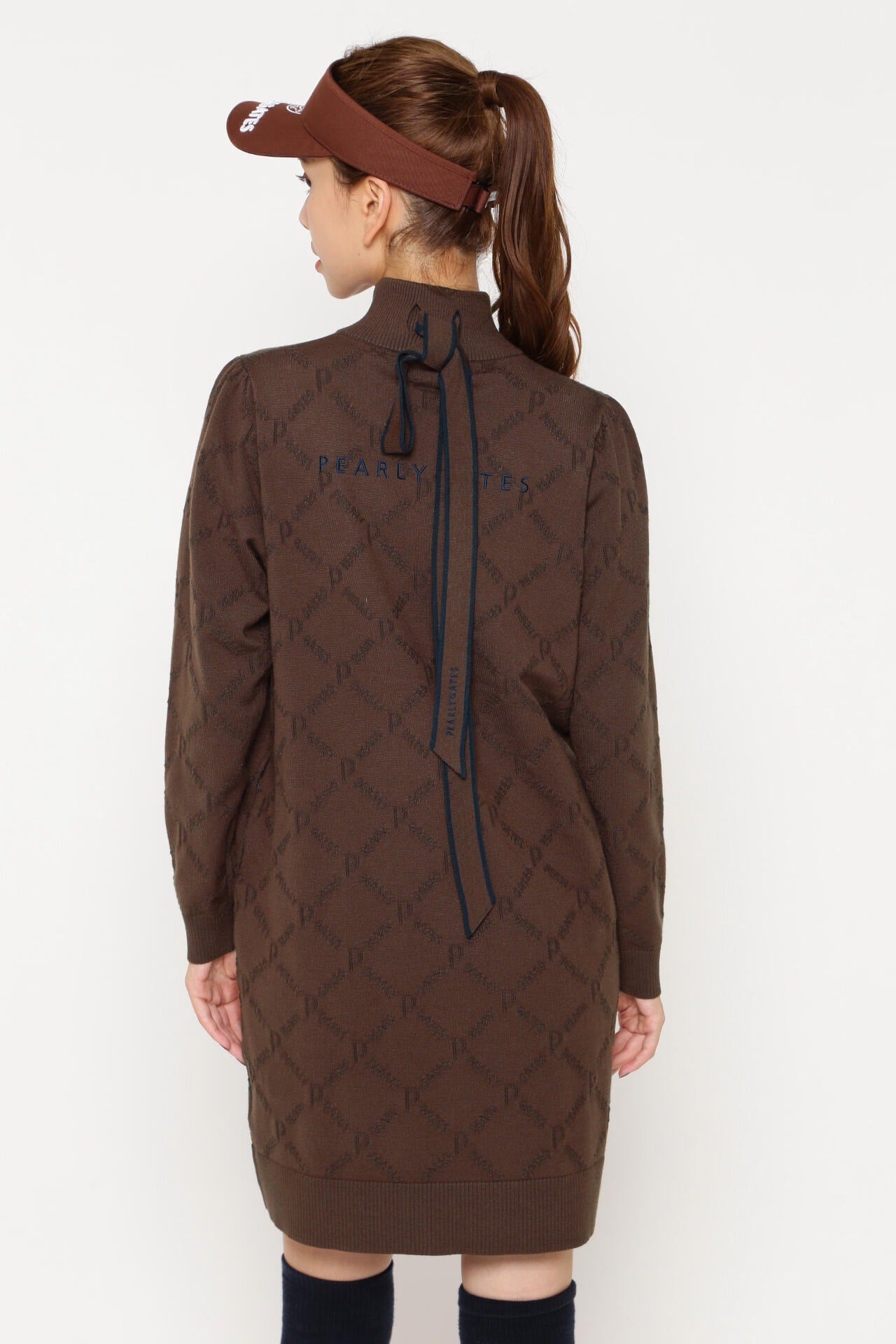 表裏カノコ地柄 起毛ストレッチ ニットワンピース ＜ダイヤロゴ柄