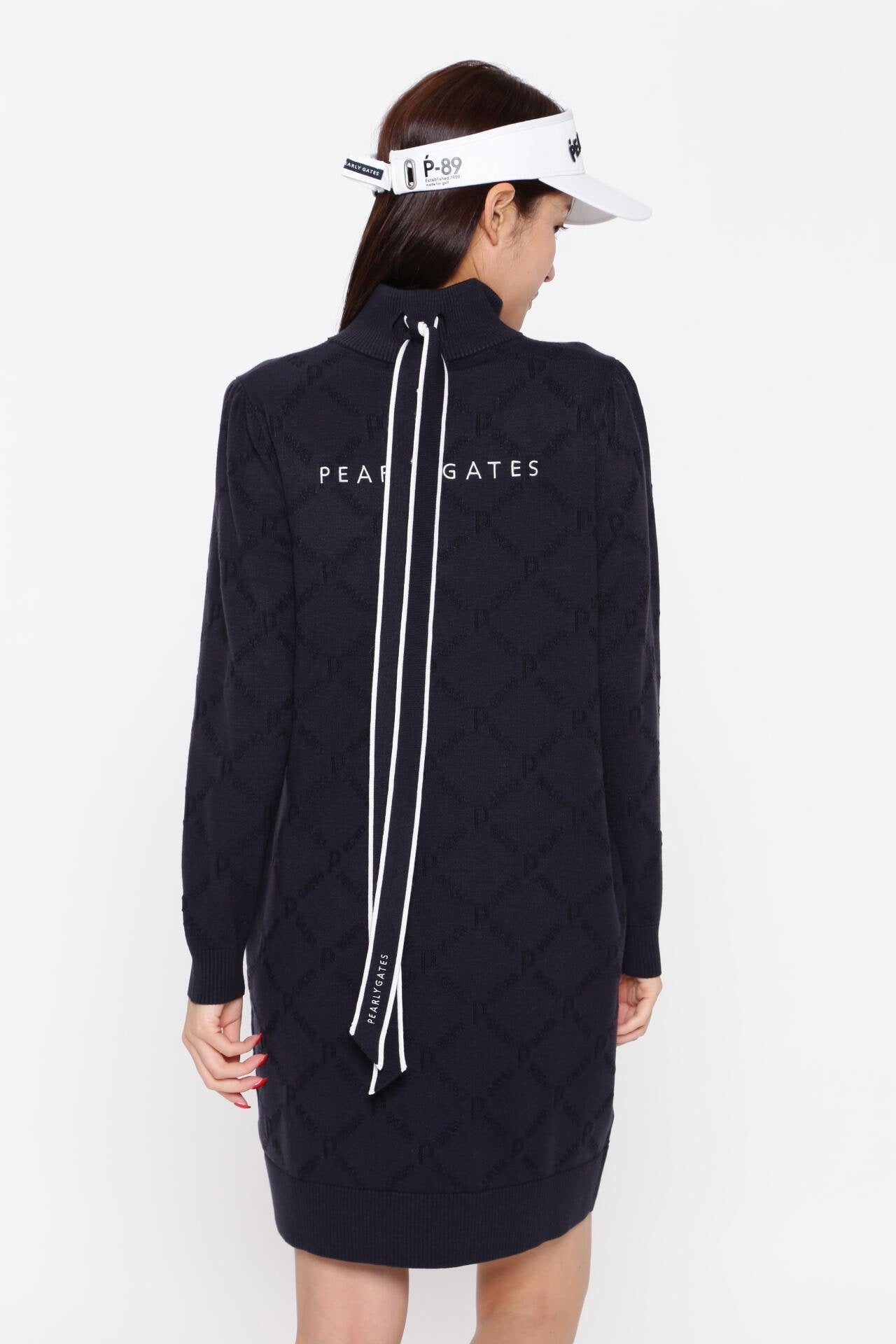 表裏カノコ地柄 起毛ストレッチ ニットワンピース ＜ダイヤロゴ柄