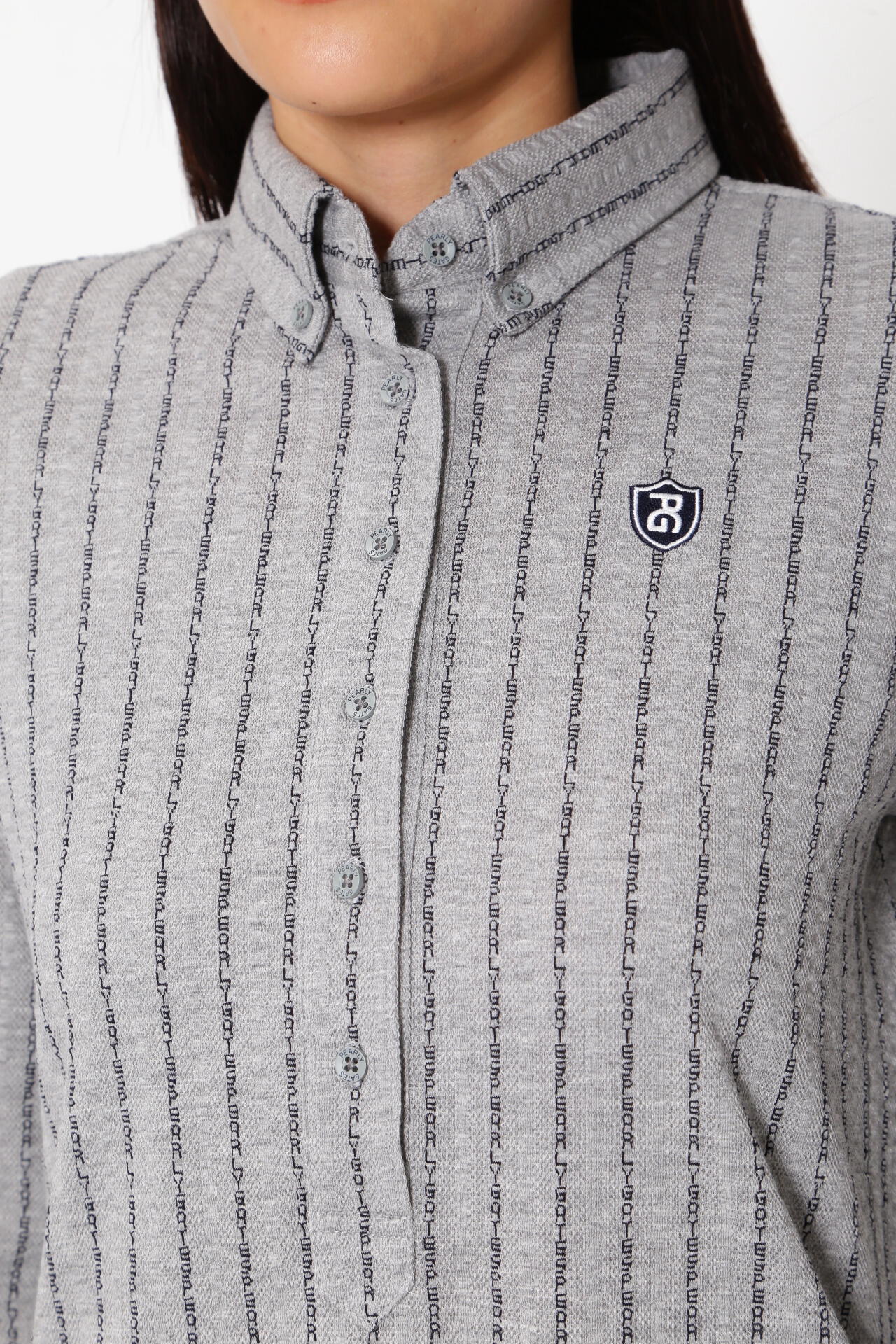 カノコサッカーストライプ長袖カットソーワンピース ＜PGロゴ