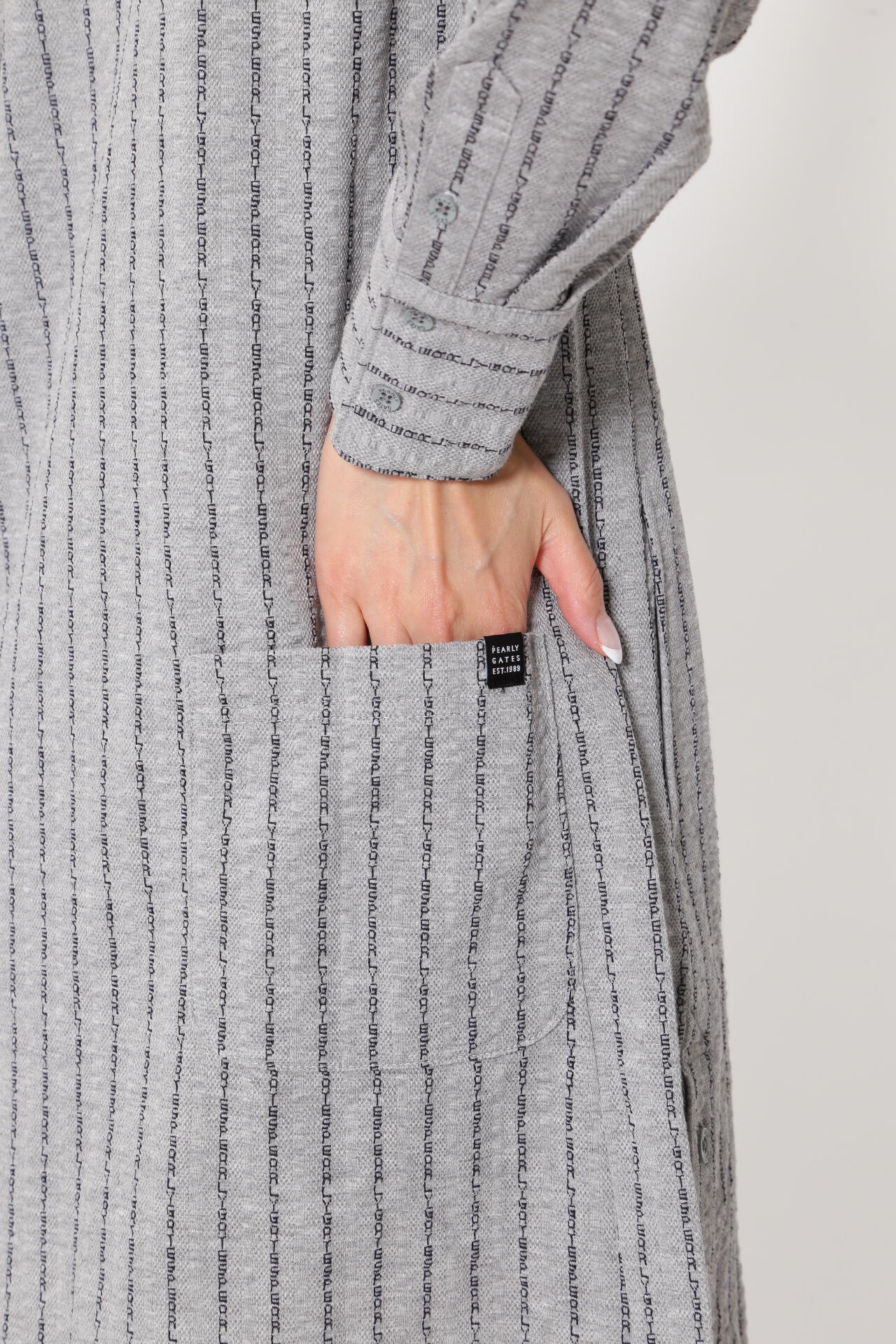 カノコサッカーストライプ長袖カットソーワンピース ＜PGロゴ