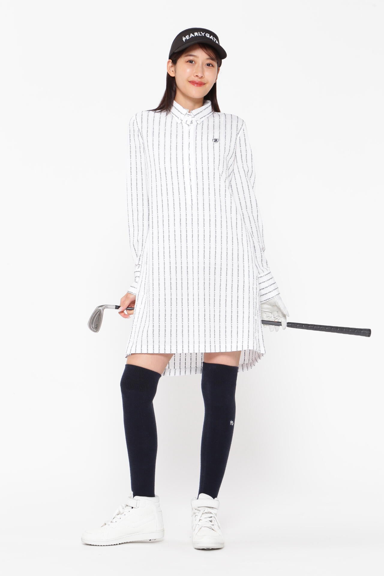 カノコサッカーストライプ長袖カットソーワンピース ＜PGロゴ