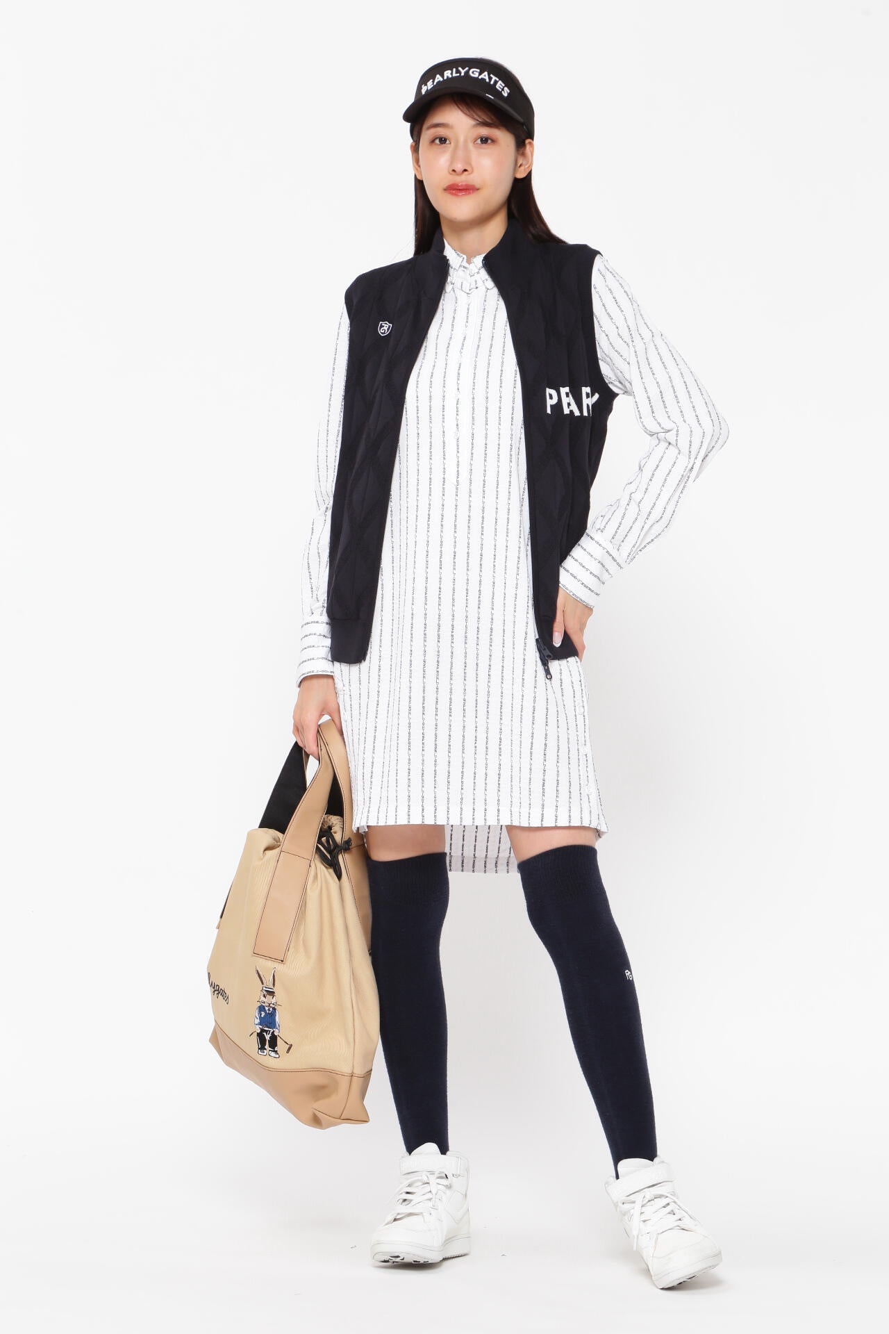 カノコサッカーストライプ長袖カットソーワンピース ＜PGロゴ