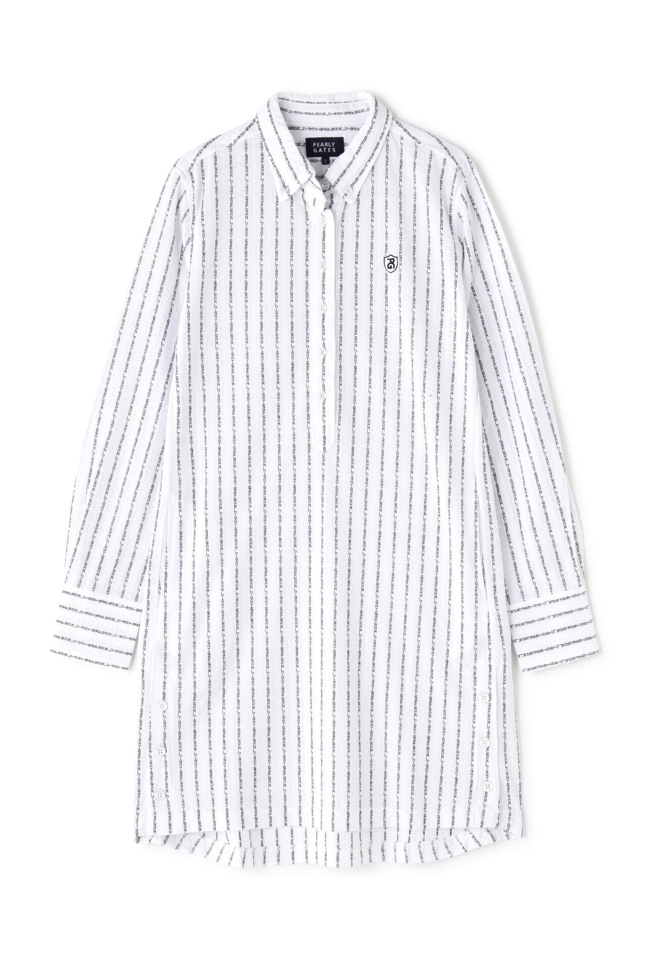 PEARLY GATES カノコサッカーストライプワンピ サイズ0新品未使用 カノコサッカーストライプ長袖カットソーワンピース ＜PGロゴ