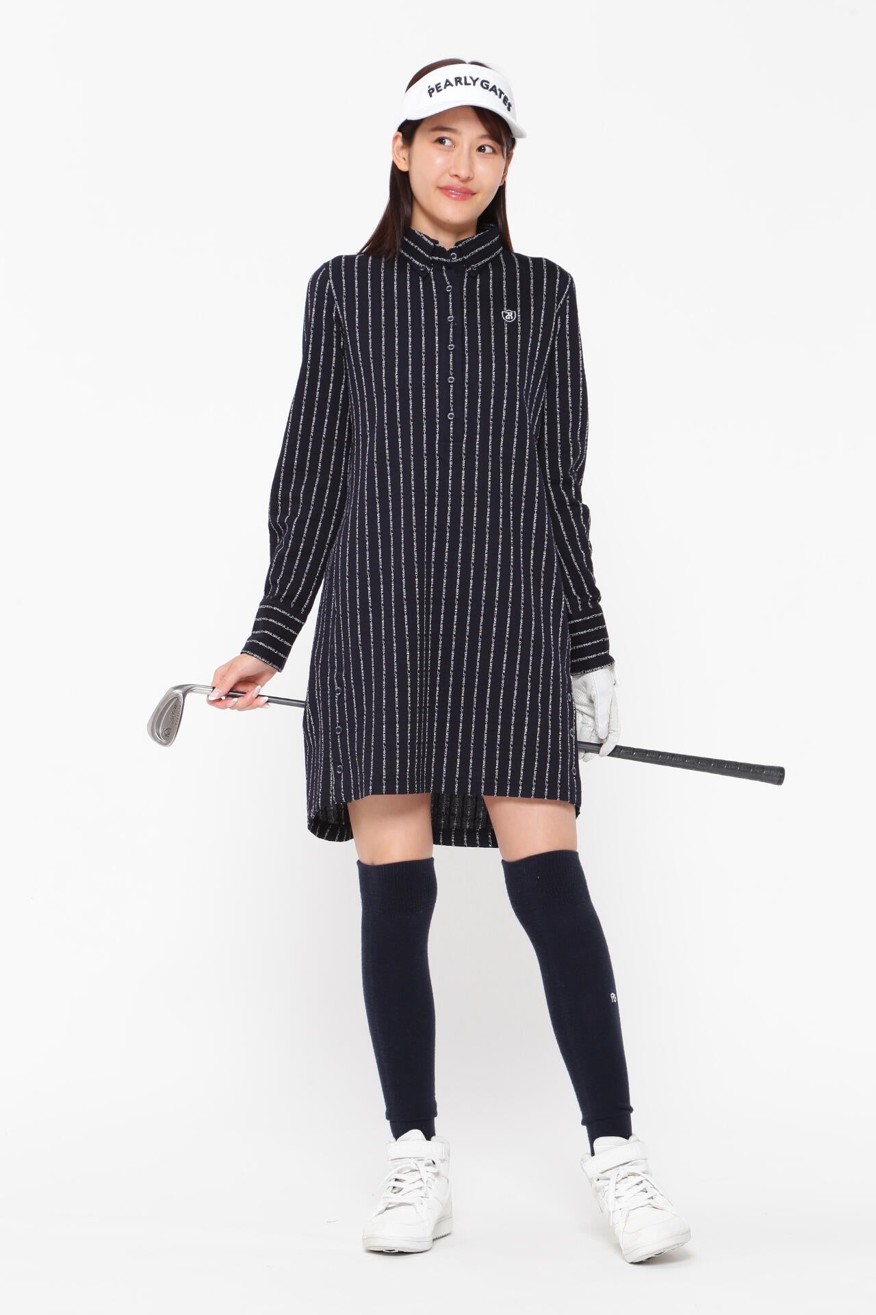 カノコサッカーストライプ長袖カットソーワンピース ＜PGロゴ