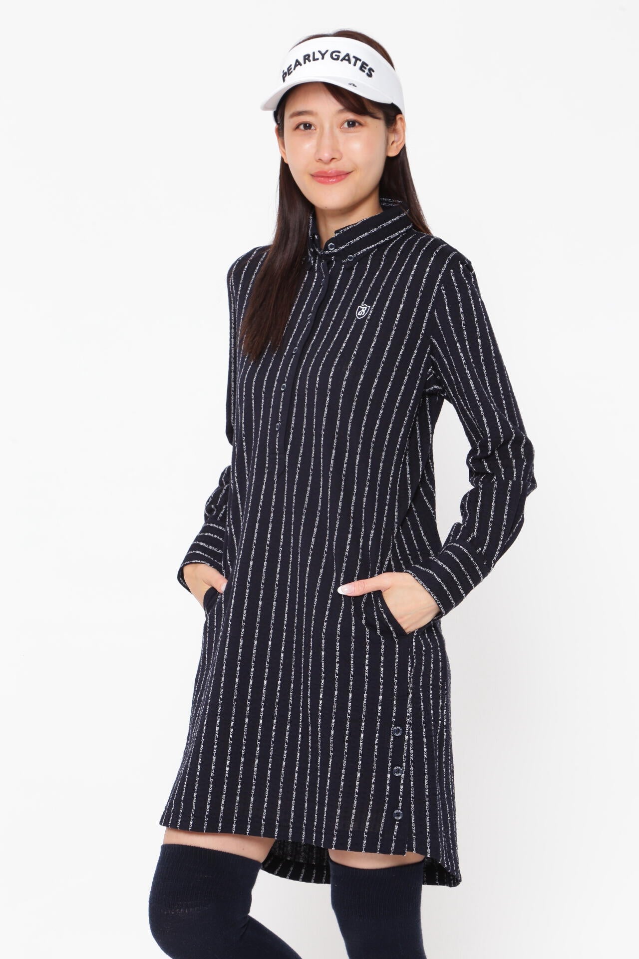 カノコサッカーストライプ長袖カットソーワンピース ＜PGロゴ