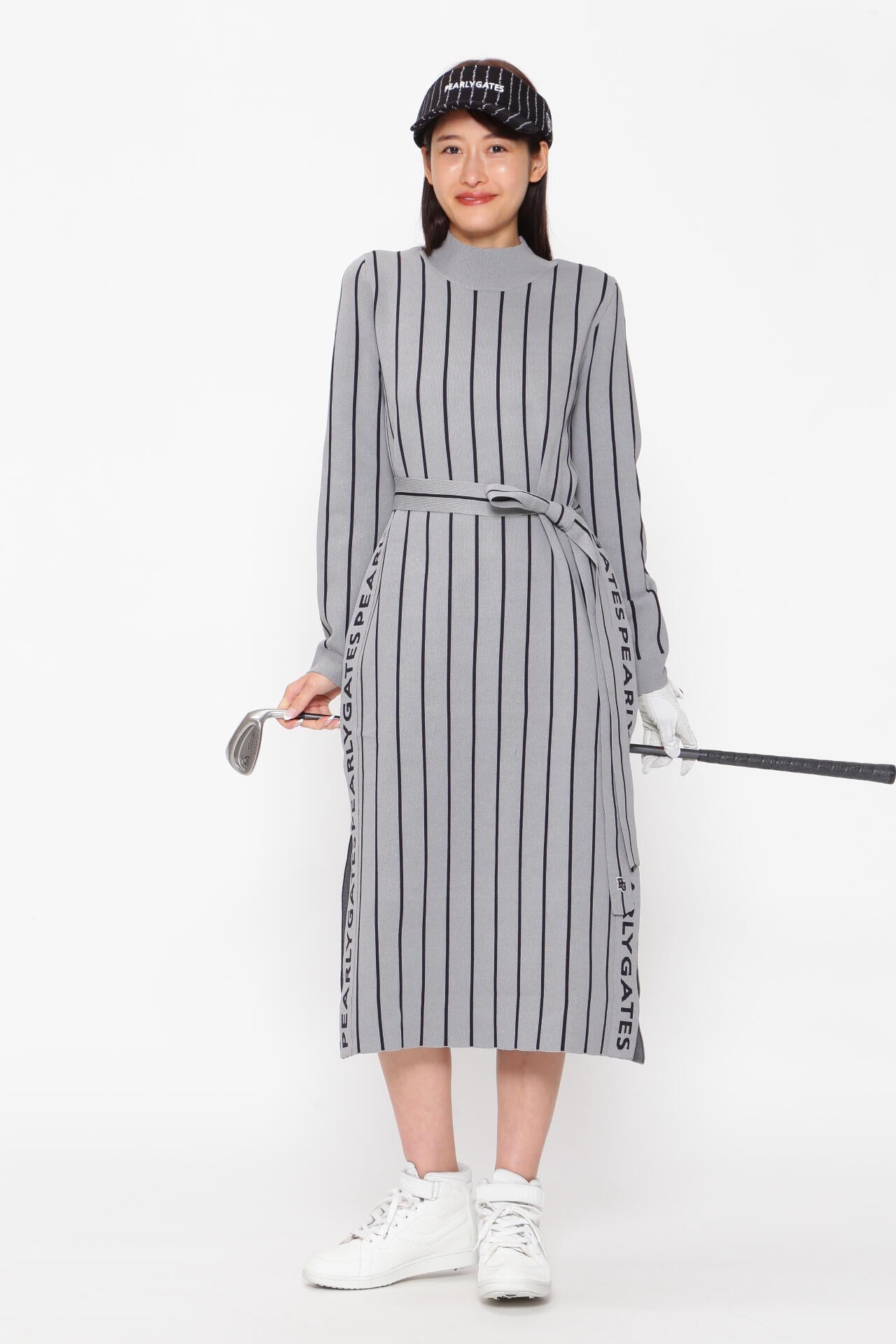 PEARLY GATES モックネックニットワンピース モックネックニットワンピース ＜PGロゴストライプ＞ | PEARLY GATES