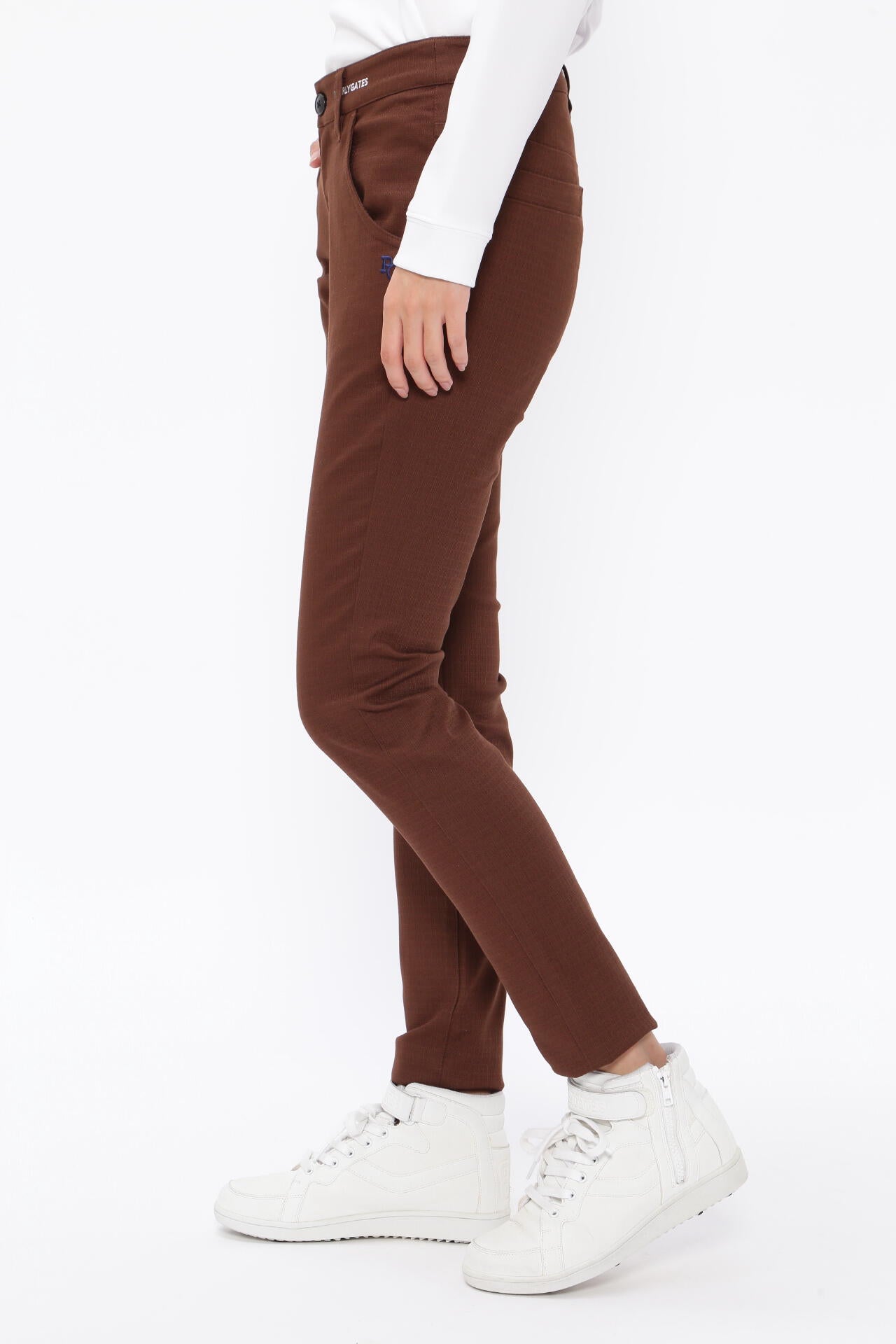 PEARLY GATES ブラウン PG2段ロゴフィットパンツ PEARLY GATES ブラウン PG2段ロゴフィットパンツ グラフィティロゴ柄