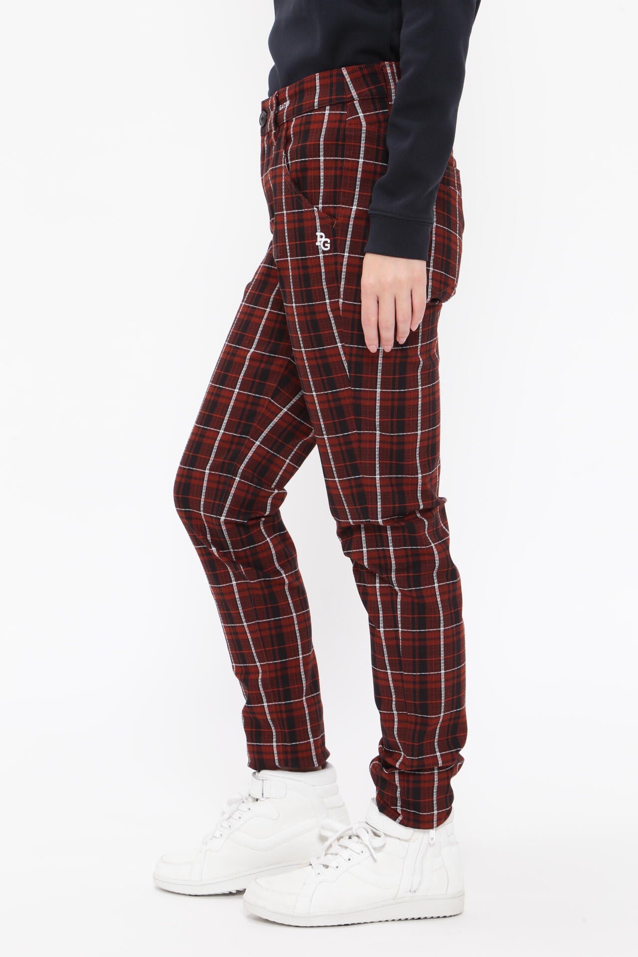 パーリーゲイツ ストレッチ入り バッファロー チェック ロゴ パンツ 4 赤 黒 パーリーゲイツ ストレッチ入り バッファロー チェック ロゴ パンツ 4