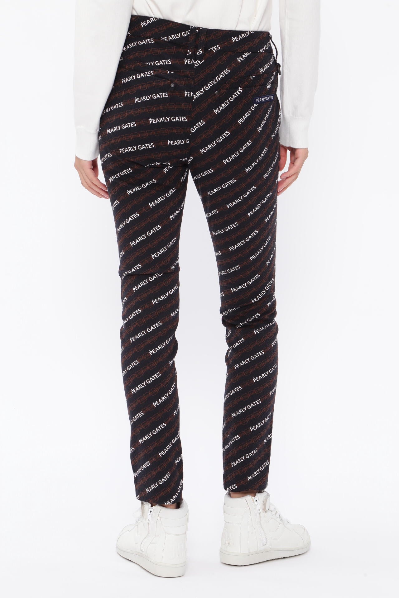 新品【PEARLY GATES】パーリーゲイツ　ジャガード　5ポケットパンツ　5 アーガイルジャガード 5ポケットパンツ ＜モノグラム×ロゴプリント