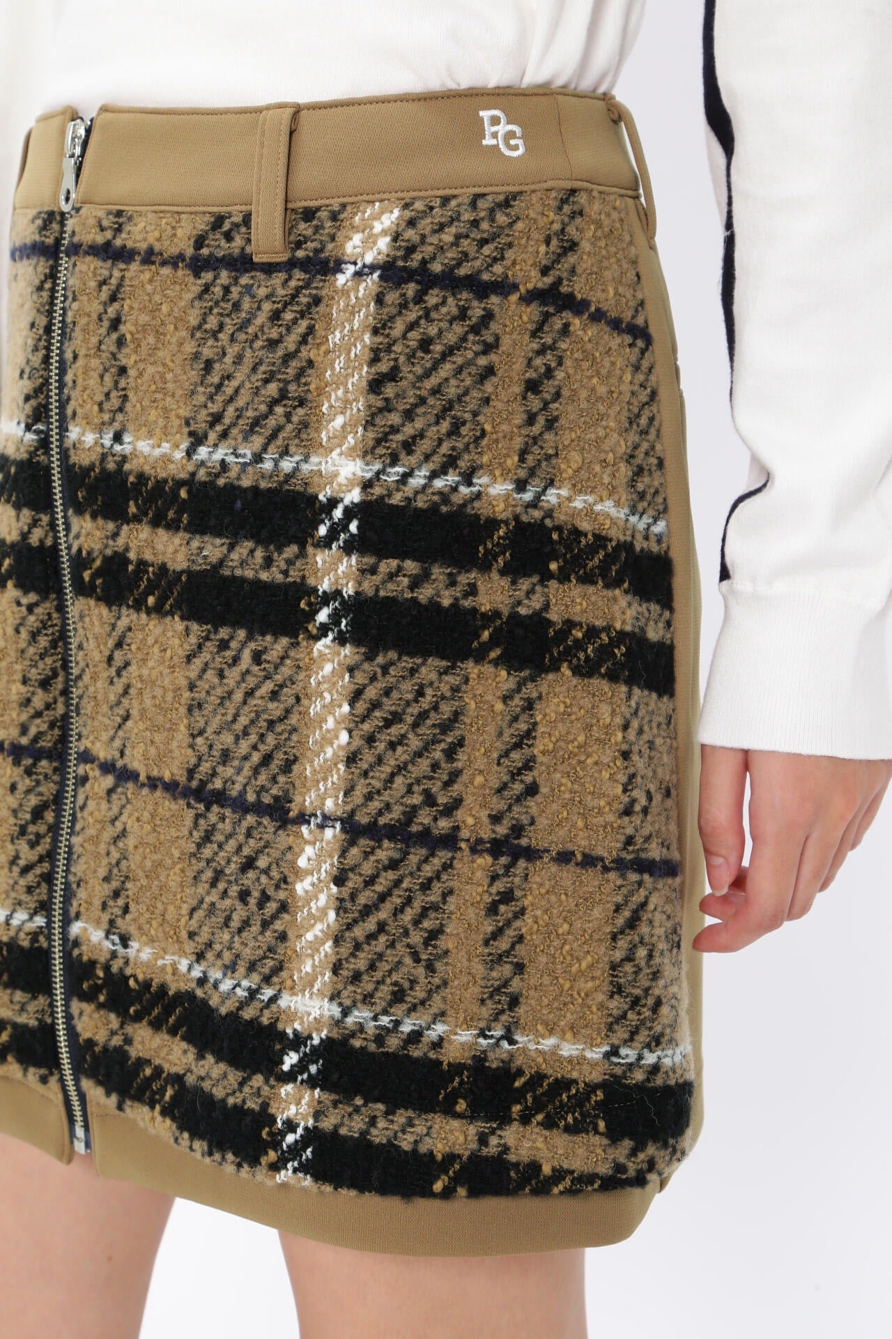 TEXBRIDニットライクハーフ×ロービングビッグチェック スカート